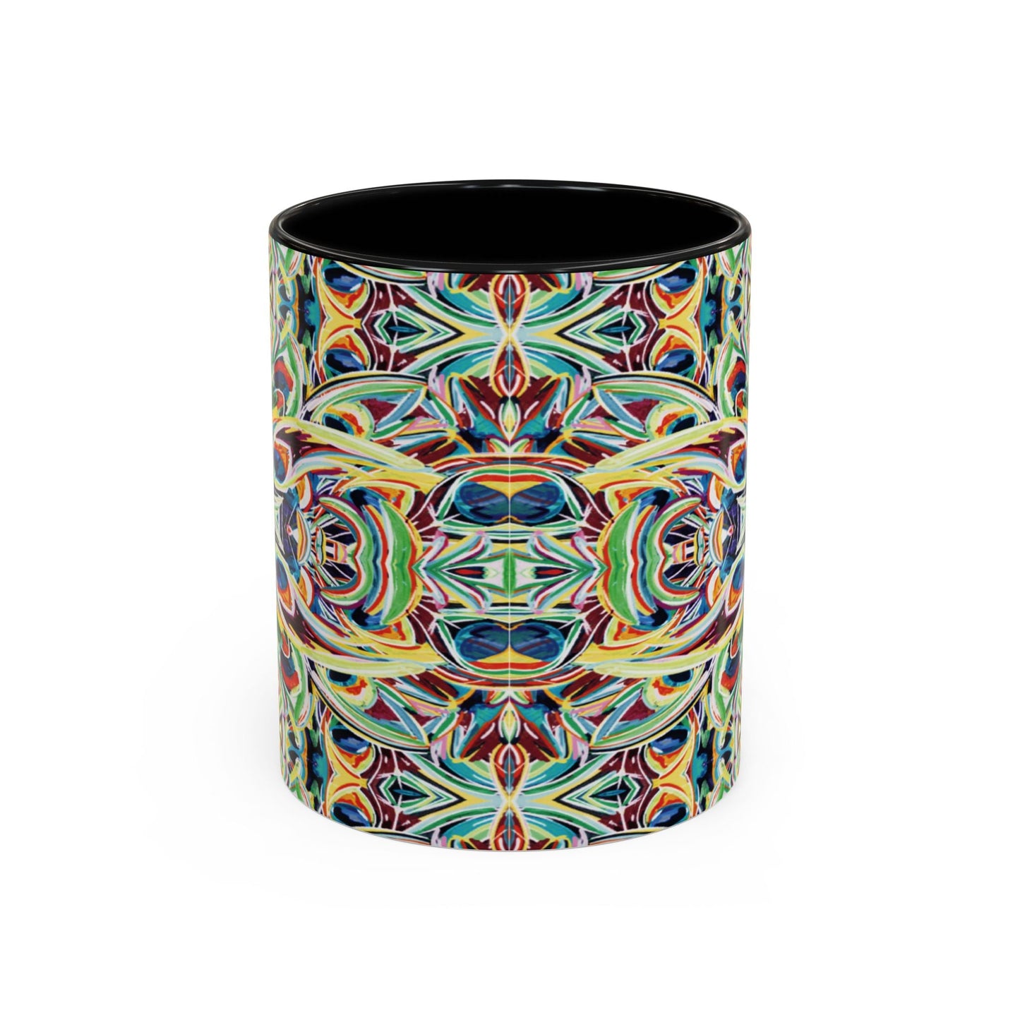 Colorful Mandala Two - Tone Ceramic Mug - 11 oz & 15 oz - Blue Cava
