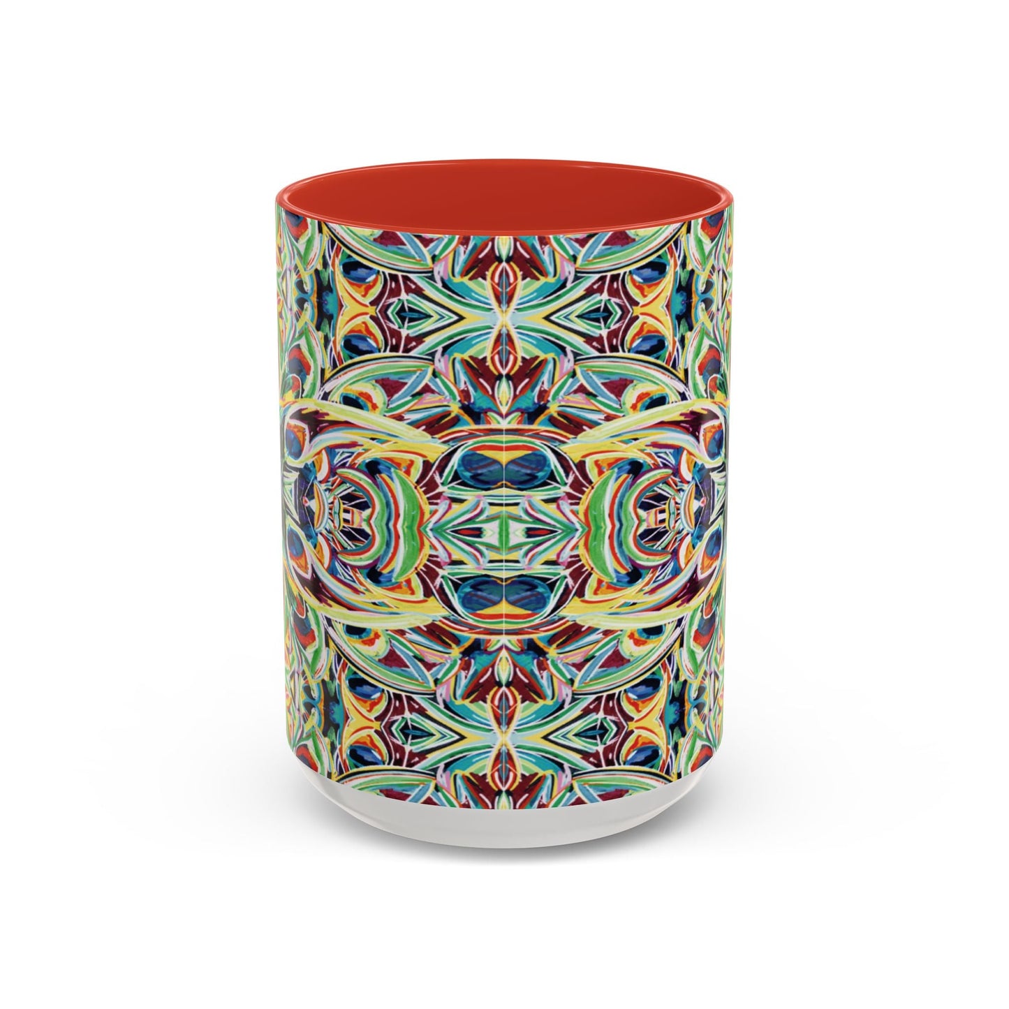 Colorful Mandala Two - Tone Ceramic Mug - 11 oz & 15 oz - Blue Cava