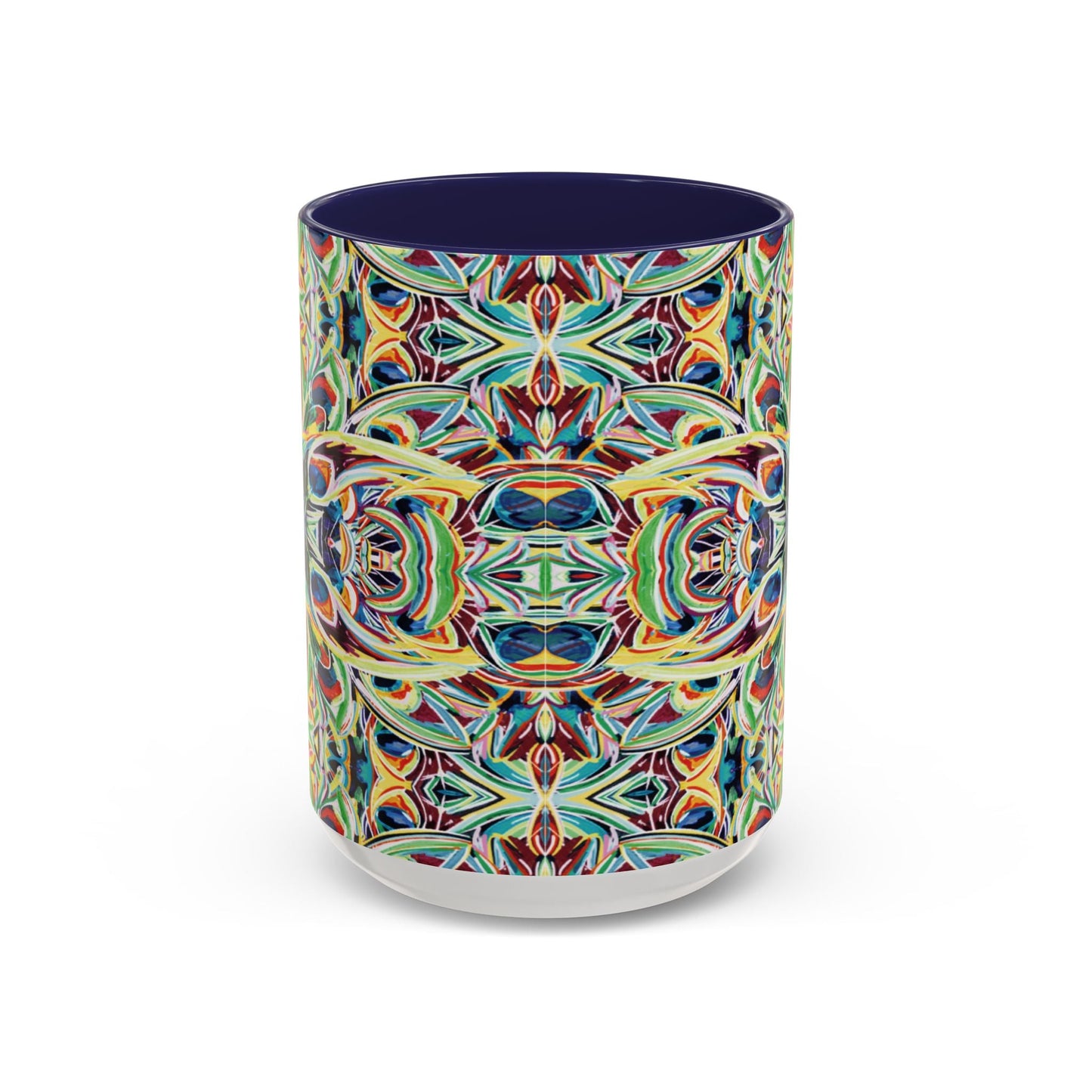Colorful Mandala Two - Tone Ceramic Mug - 11 oz & 15 oz - Blue Cava