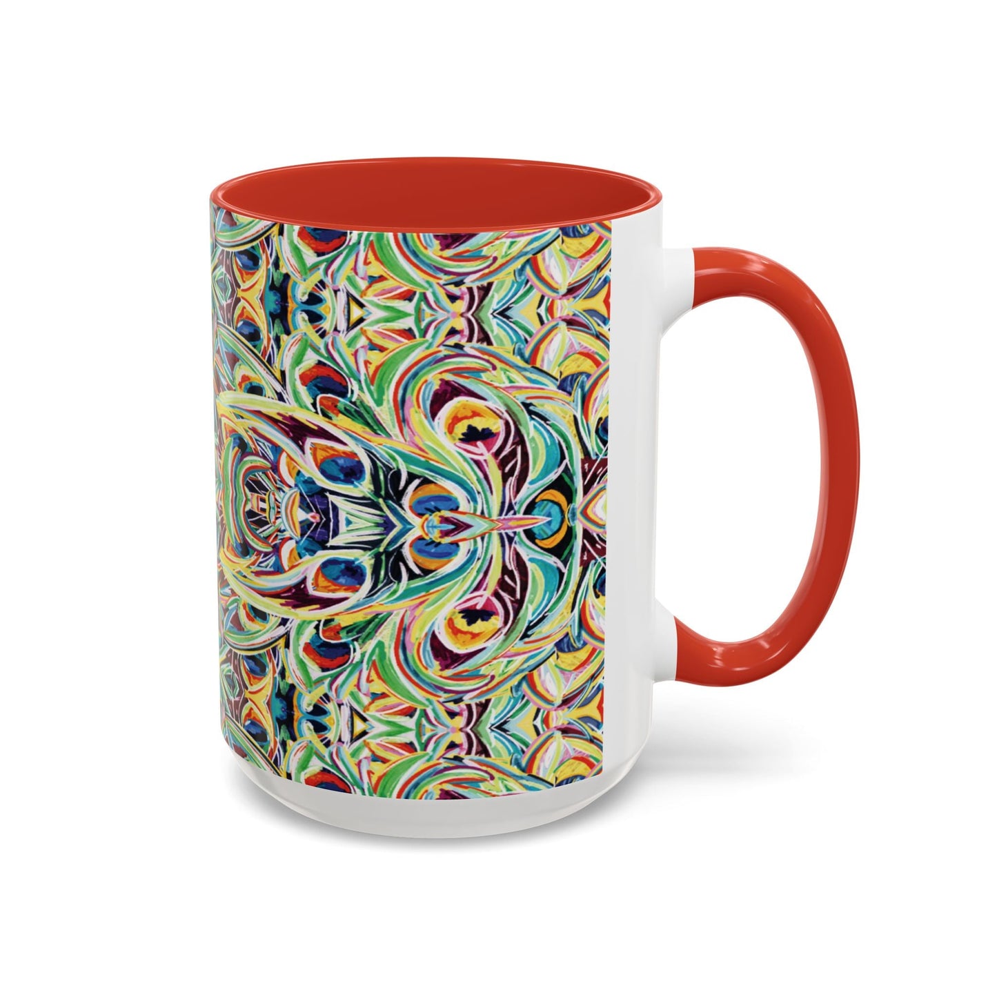 Colorful Mandala Two - Tone Ceramic Mug - 11 oz & 15 oz - Blue Cava