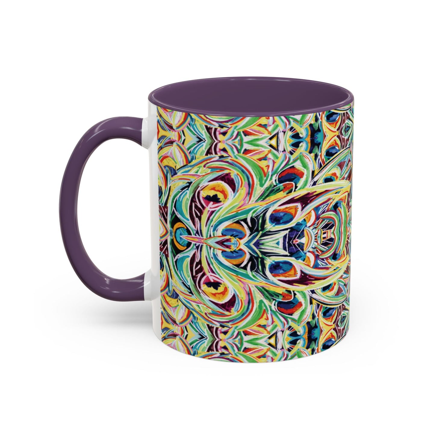 Colorful Mandala Two - Tone Ceramic Mug - 11 oz & 15 oz - Blue Cava