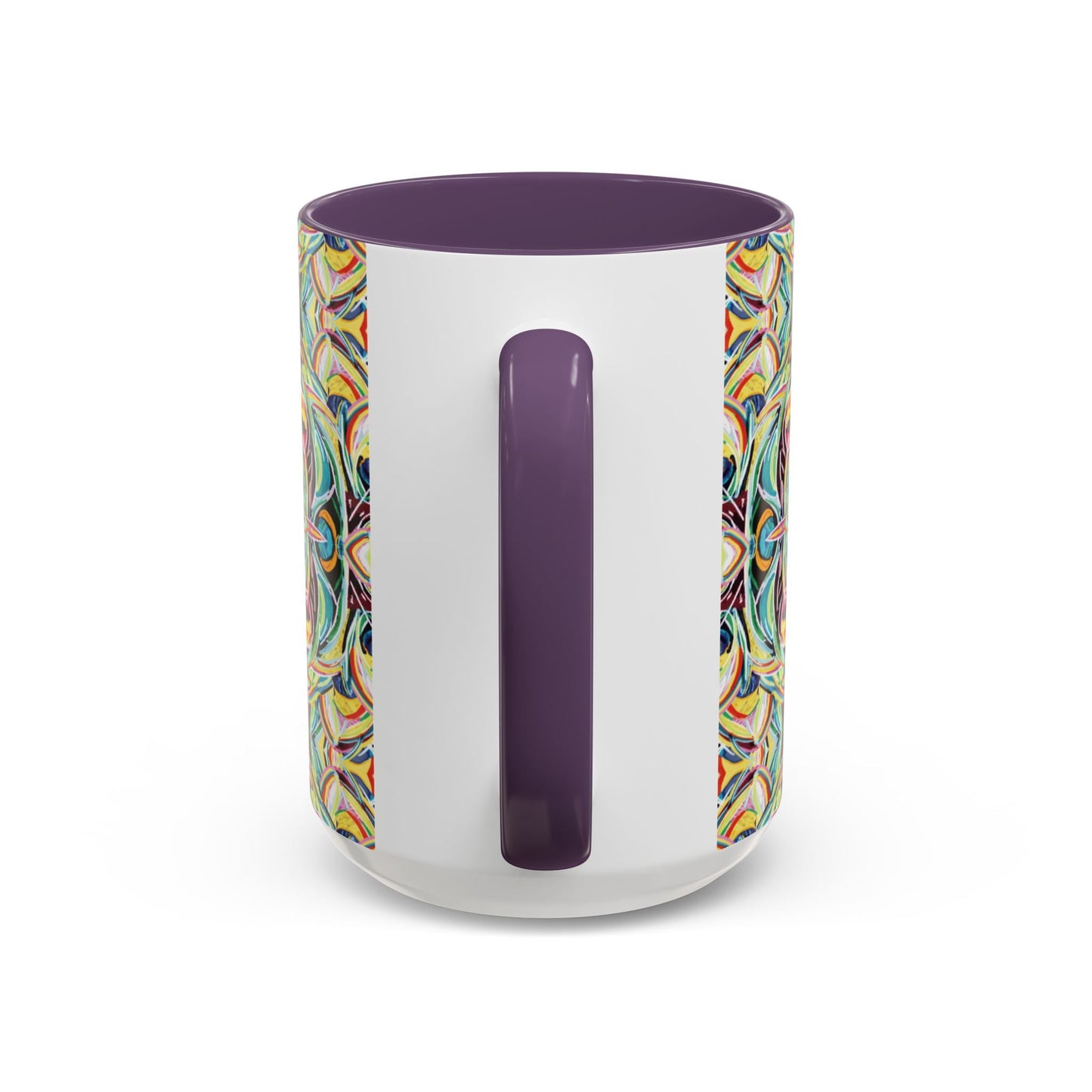 Colorful Mandala Two - Tone Ceramic Mug - 11 oz & 15 oz - Blue Cava