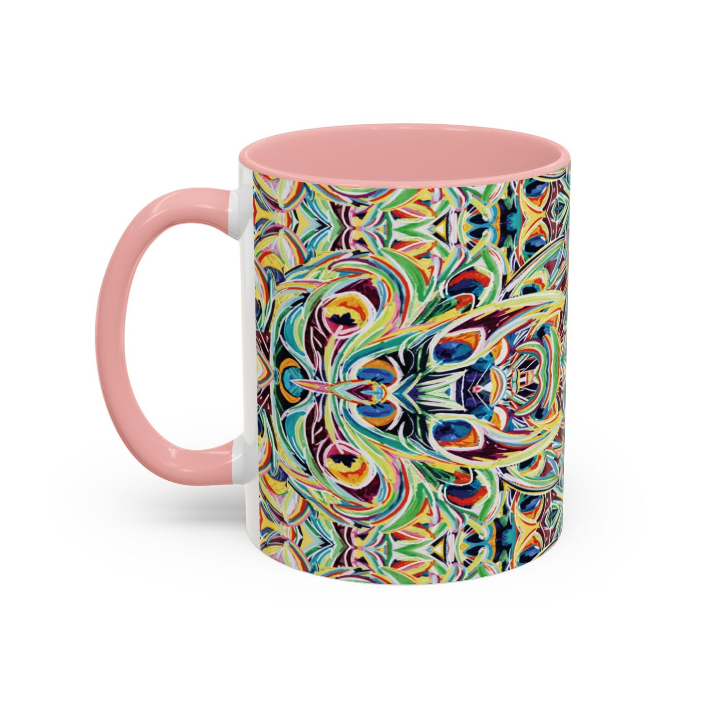 Colorful Mandala Two - Tone Ceramic Mug - 11 oz & 15 oz - Blue Cava