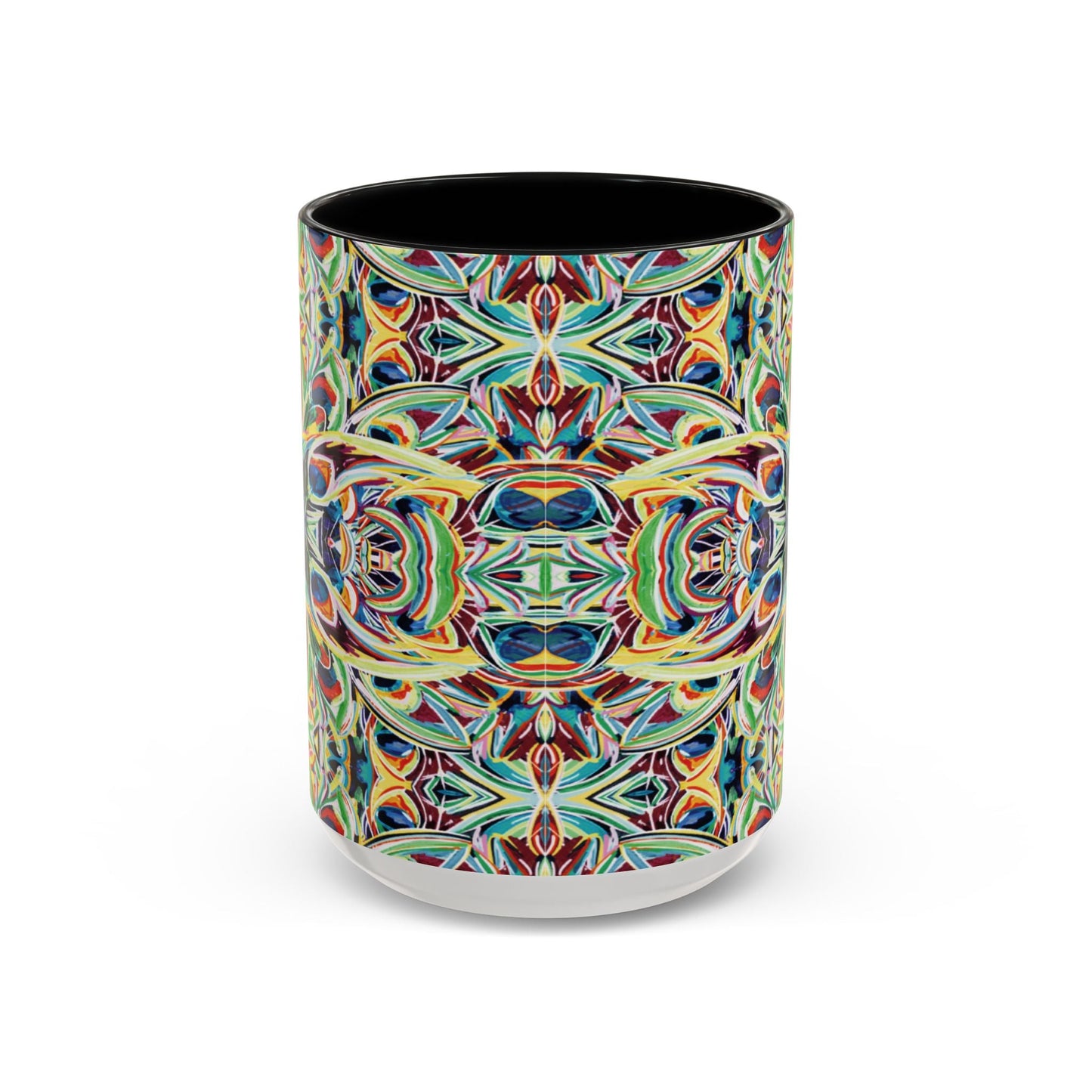 Colorful Mandala Two - Tone Ceramic Mug - 11 oz & 15 oz - Blue Cava