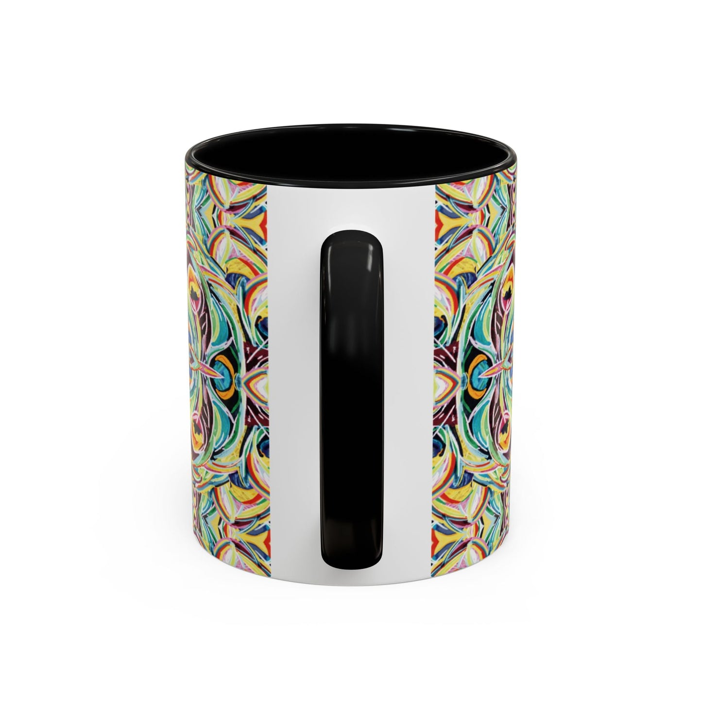 Colorful Mandala Two - Tone Ceramic Mug - 11 oz & 15 oz - Blue Cava