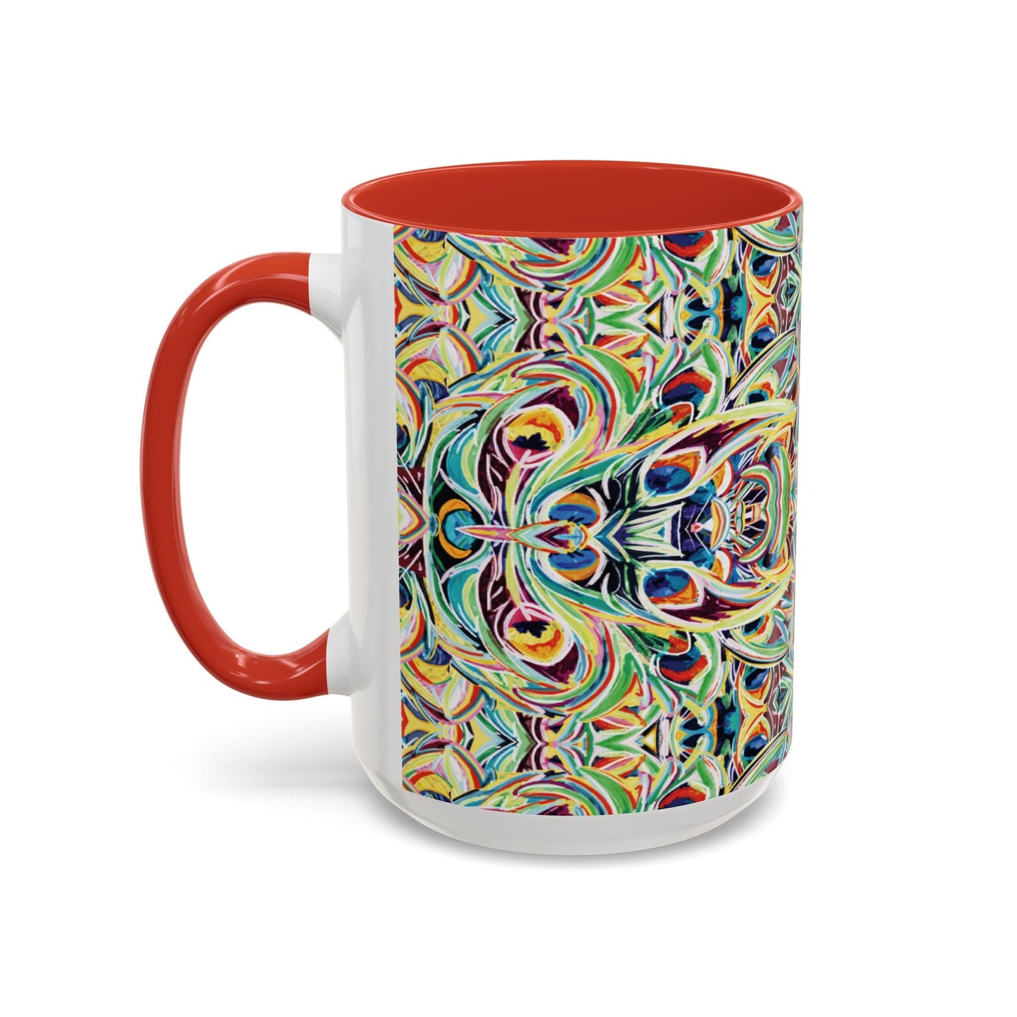 Colorful Mandala Two - Tone Ceramic Mug - 11 oz & 15 oz - Blue Cava