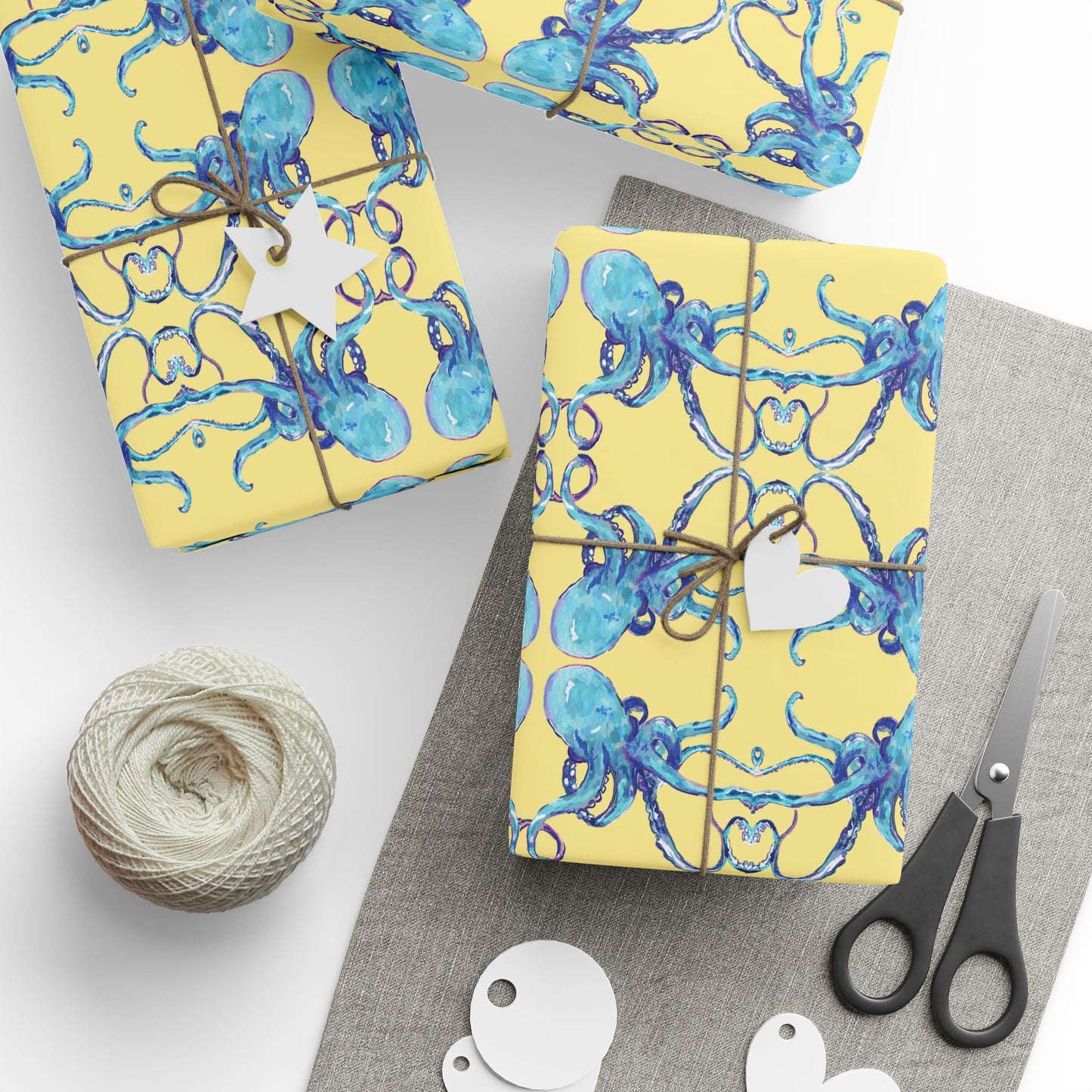 Colorful Octopus Wrapping Paper - Eco - Friendly - Blue Cava