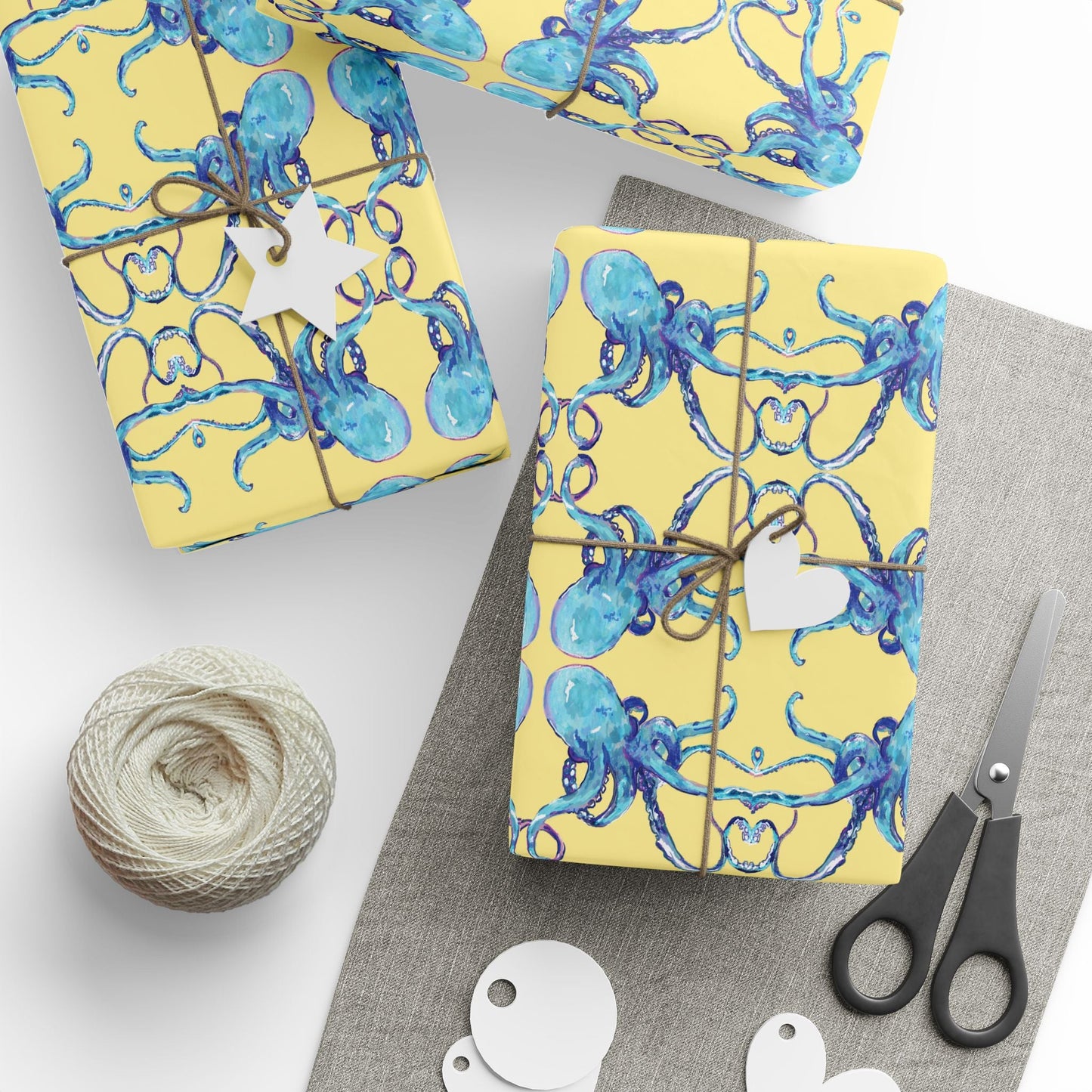 Colorful Octopus Wrapping Paper - Eco - Friendly - Blue Cava