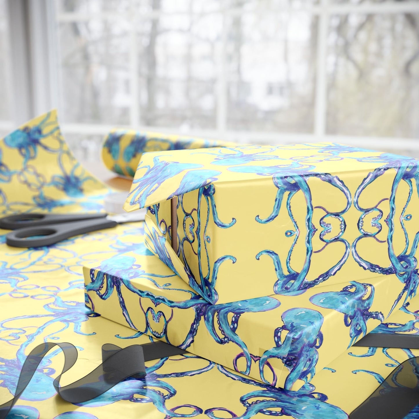 Colorful Octopus Wrapping Paper - Eco - Friendly - Blue Cava