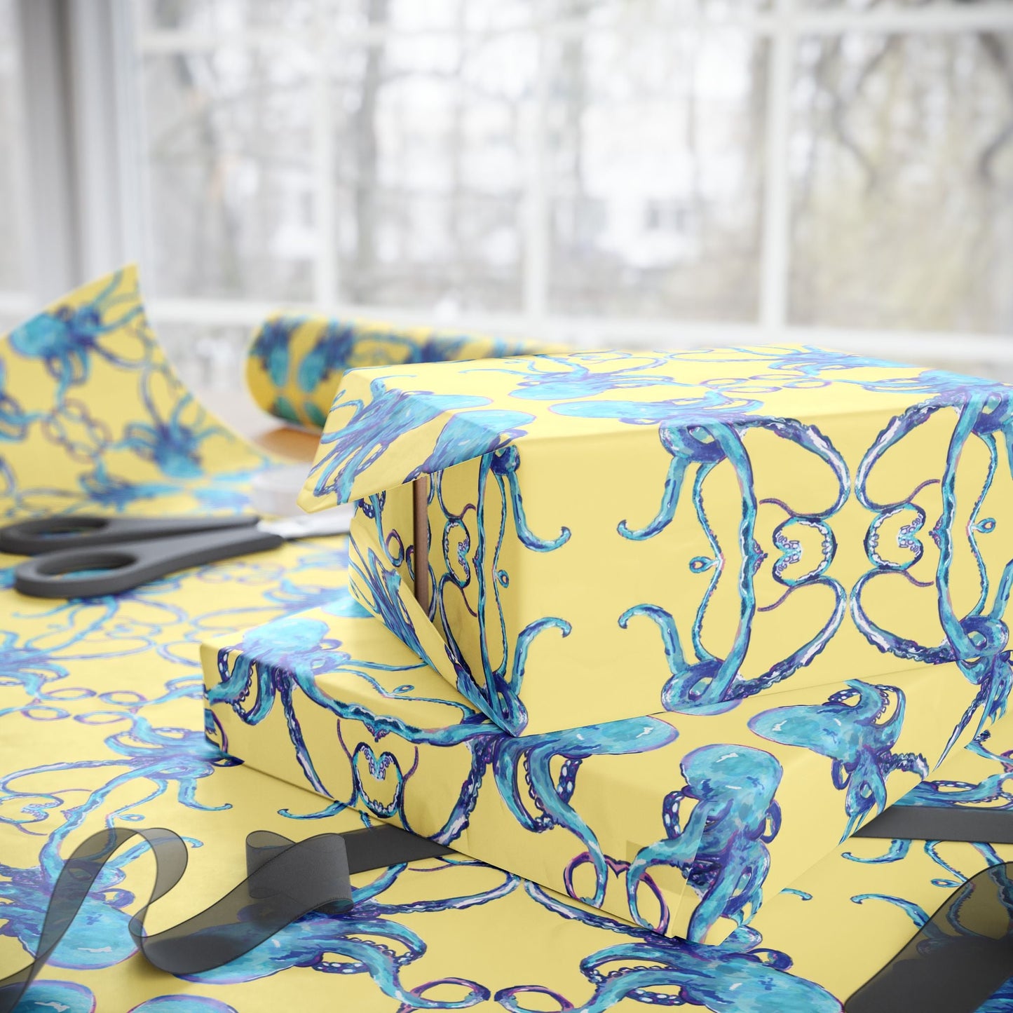 Colorful Octopus Wrapping Paper - Eco - Friendly - Blue Cava