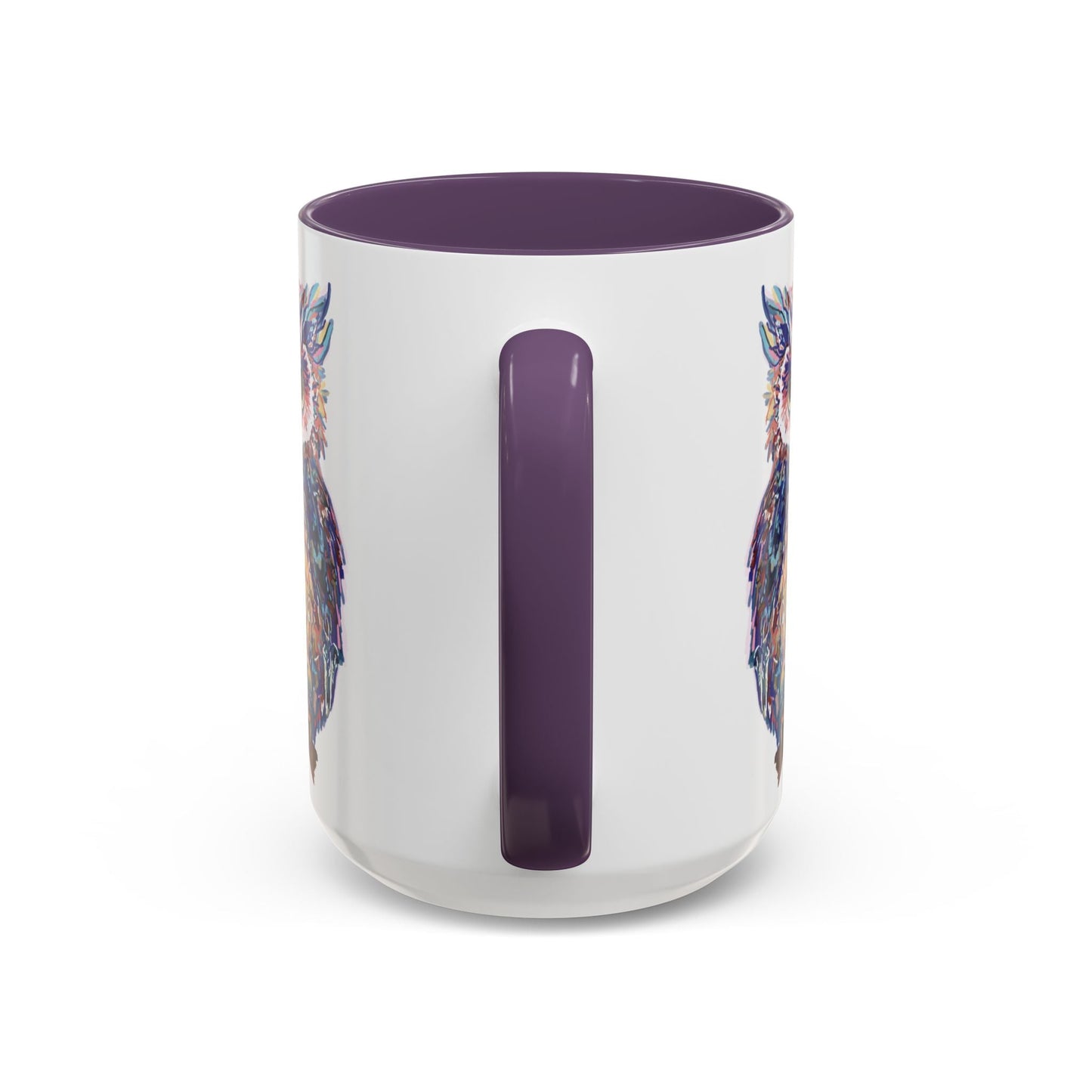 Colorful Owl Accent Coffee Mug - Unique 11oz & 15oz Gift for Nature Lovers - Blue Cava