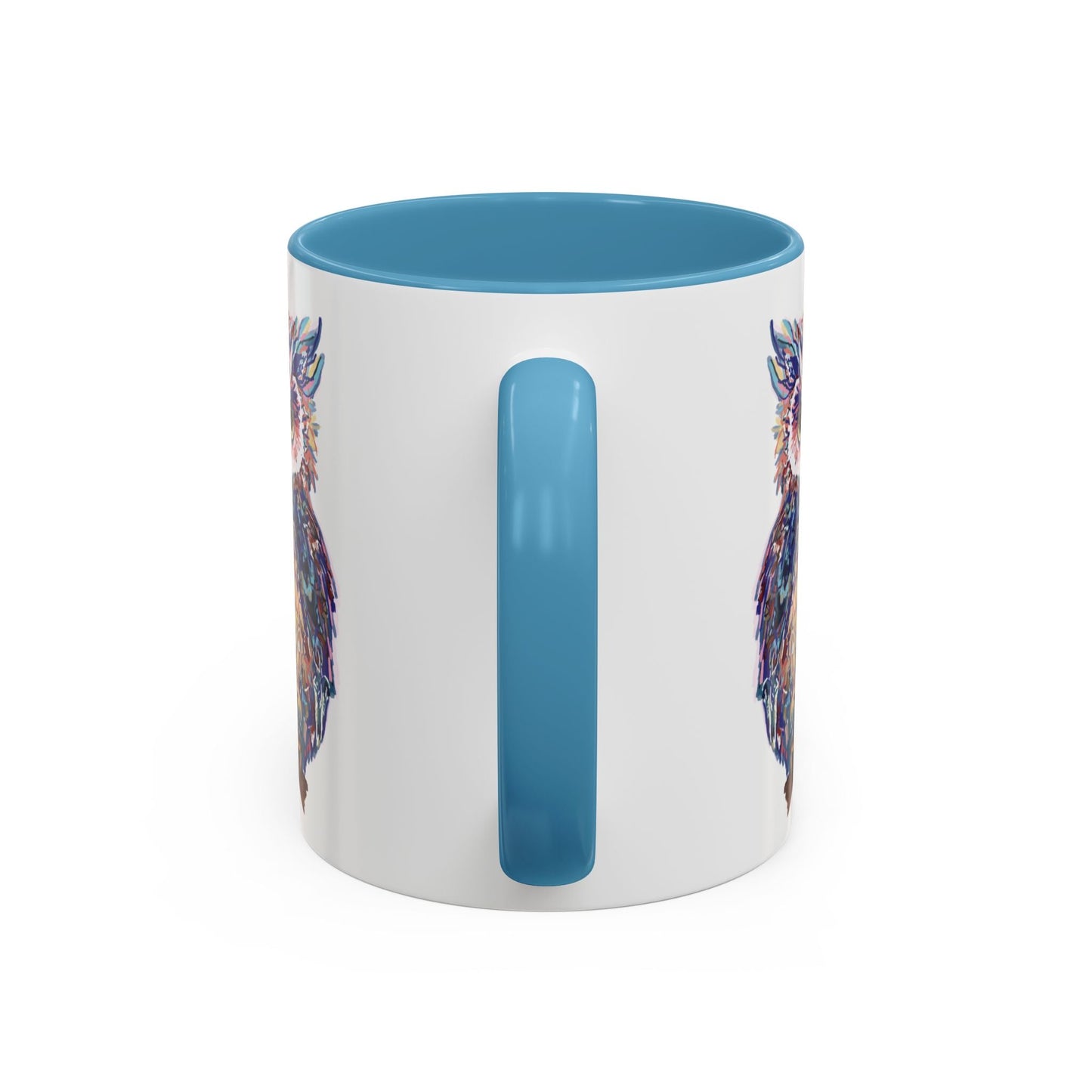 Colorful Owl Accent Coffee Mug - Unique 11oz & 15oz Gift for Nature Lovers - Blue Cava