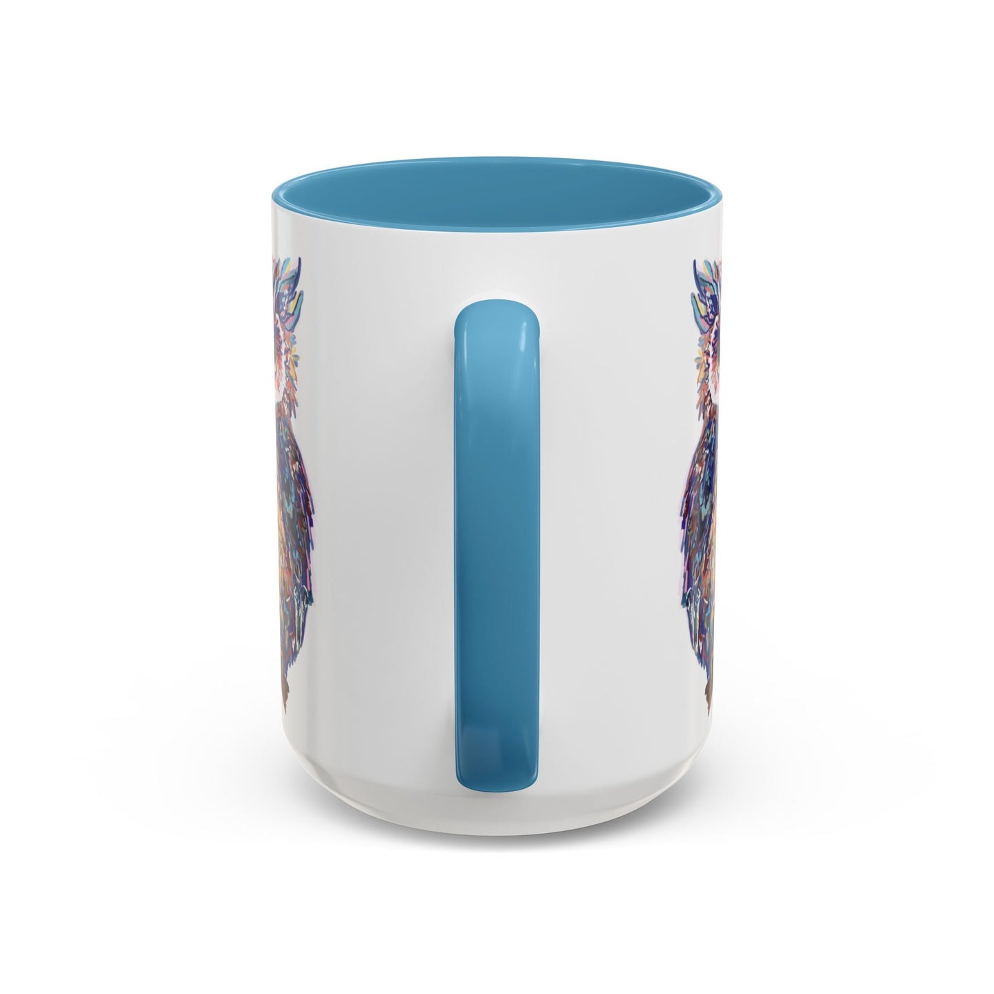 Colorful Owl Accent Coffee Mug - Unique 11oz & 15oz Gift for Nature Lovers - Blue Cava