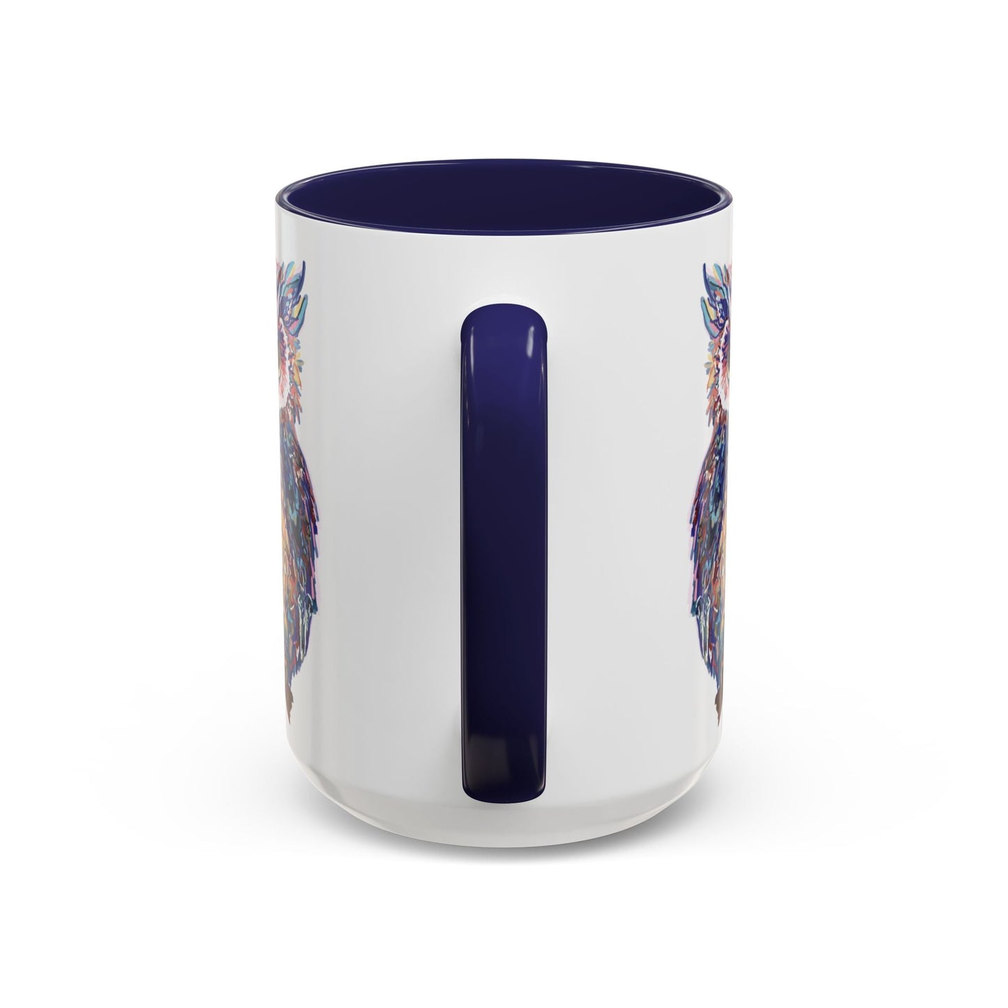 Colorful Owl Accent Coffee Mug - Unique 11oz & 15oz Gift for Nature Lovers - Blue Cava