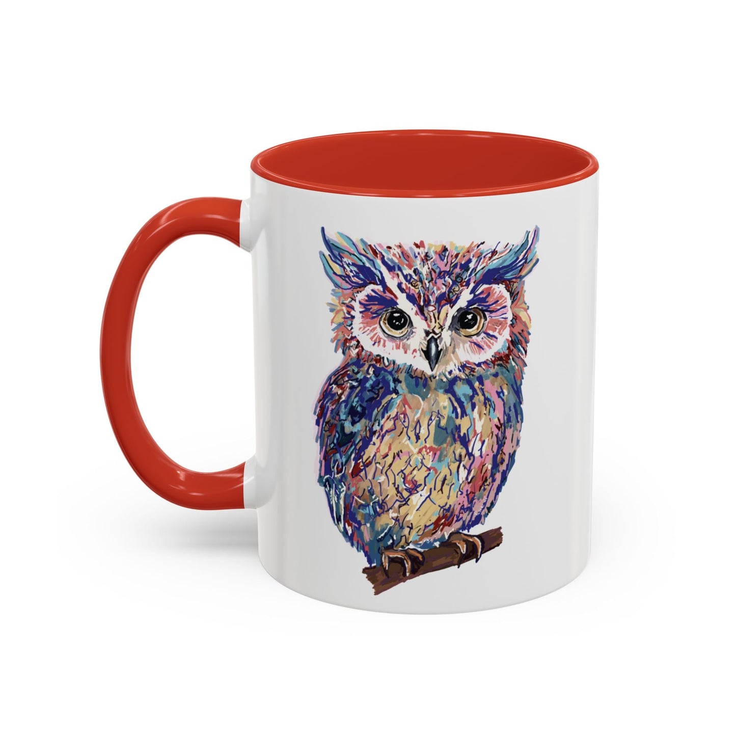 Colorful Owl Accent Coffee Mug - Unique 11oz & 15oz Gift for Nature Lovers - Blue Cava