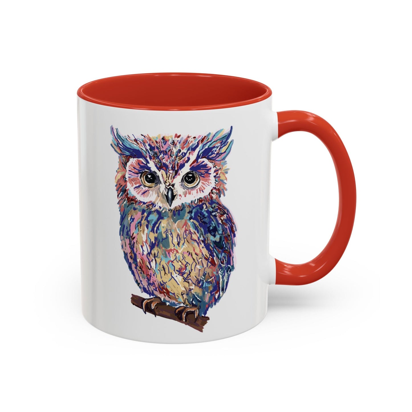 Colorful Owl Accent Coffee Mug - Unique 11oz & 15oz Gift for Nature Lovers - Blue Cava