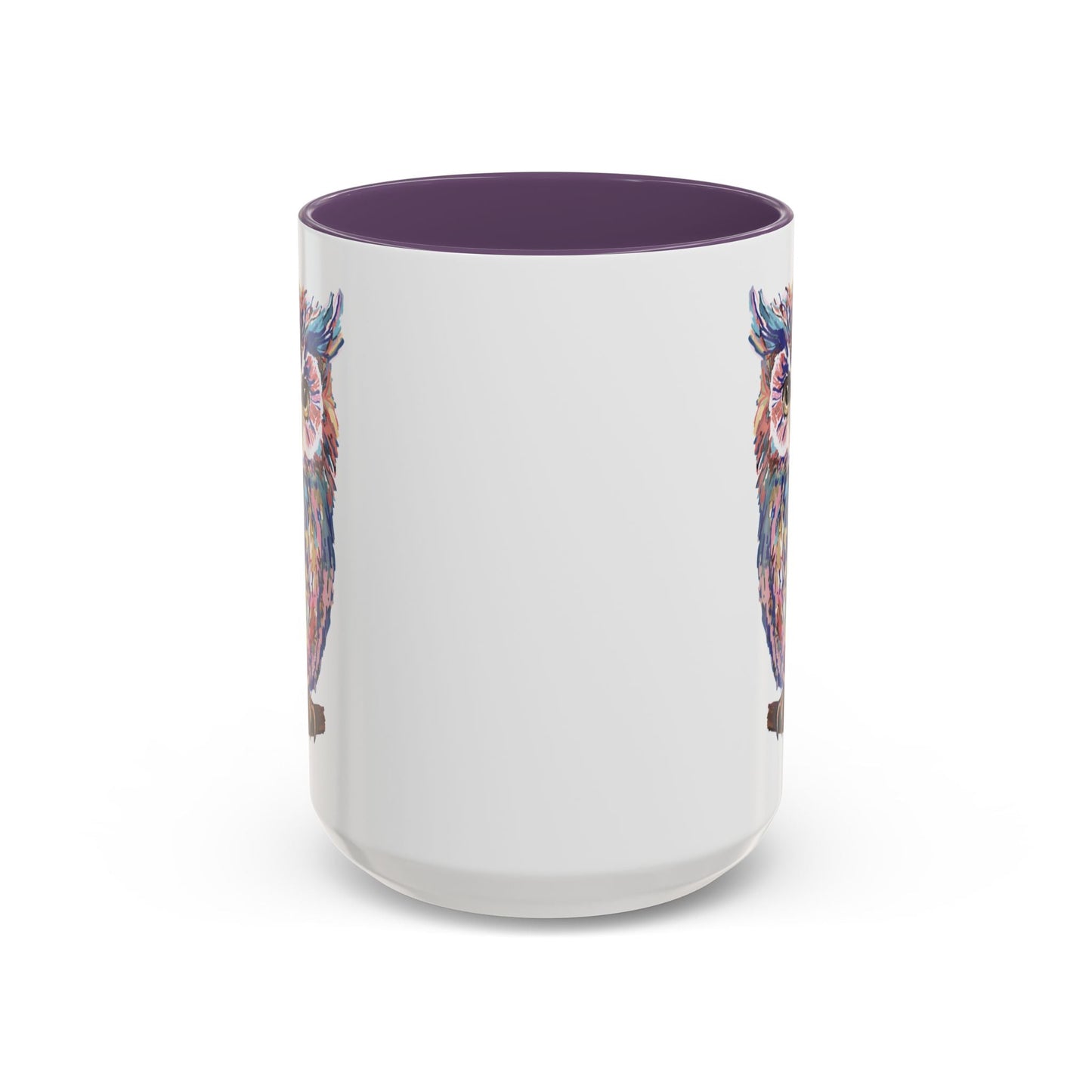 Colorful Owl Accent Coffee Mug - Unique 11oz & 15oz Gift for Nature Lovers - Blue Cava