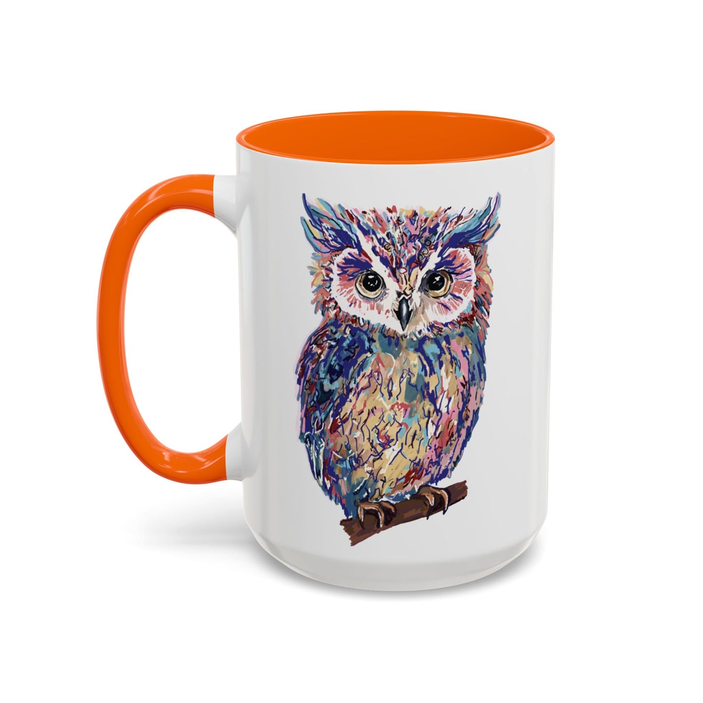Colorful Owl Accent Coffee Mug - Unique 11oz & 15oz Gift for Nature Lovers - Blue Cava