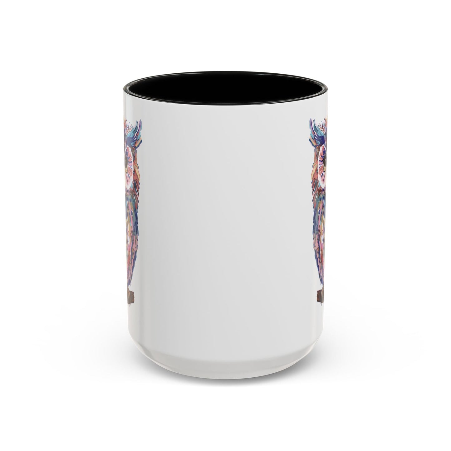Colorful Owl Accent Coffee Mug - Unique 11oz & 15oz Gift for Nature Lovers - Blue Cava