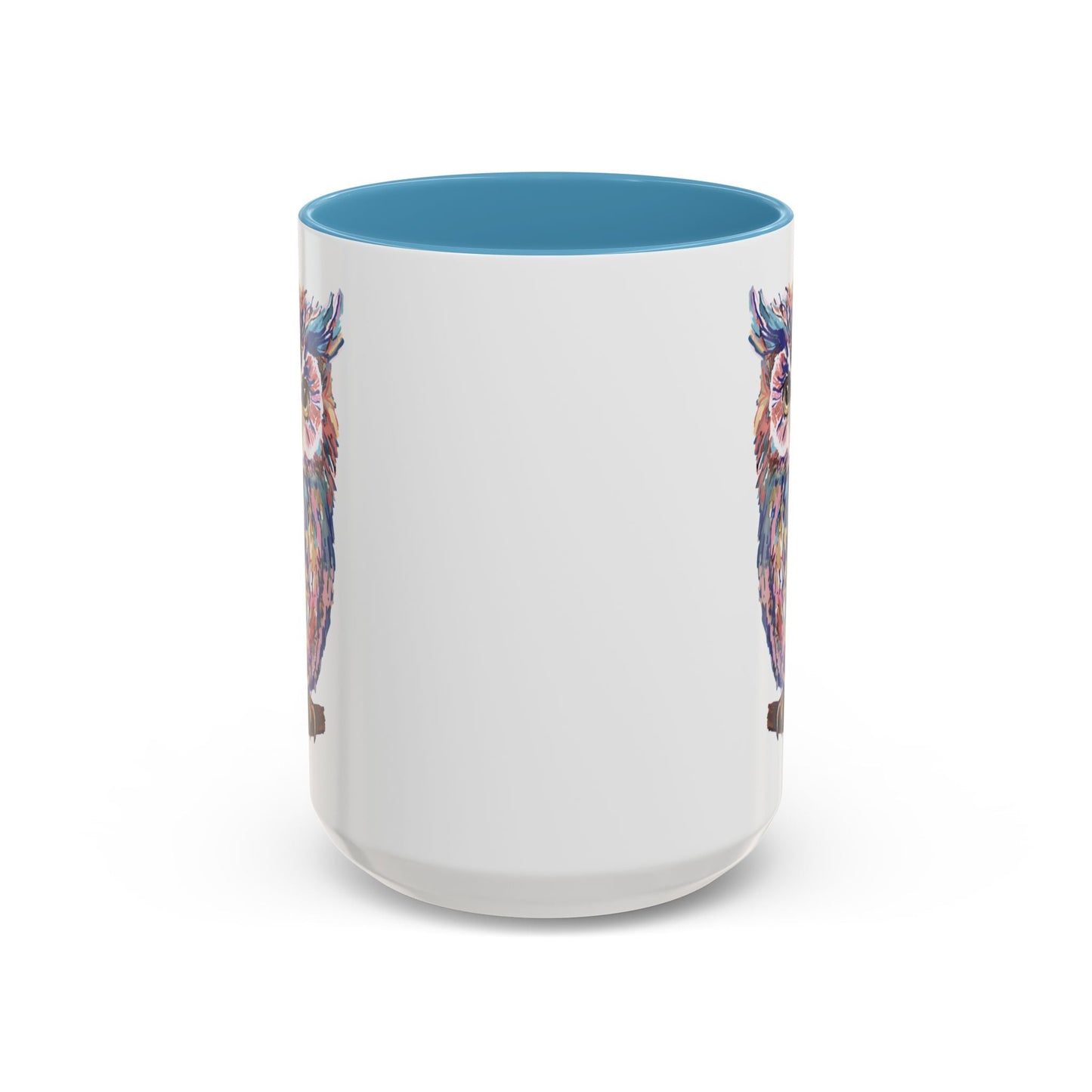 Colorful Owl Accent Coffee Mug - Unique 11oz & 15oz Gift for Nature Lovers - Blue Cava