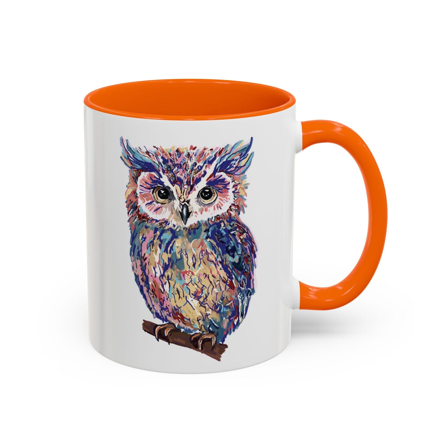 Colorful Owl Accent Coffee Mug - Unique 11oz & 15oz Gift for Nature Lovers - Blue Cava