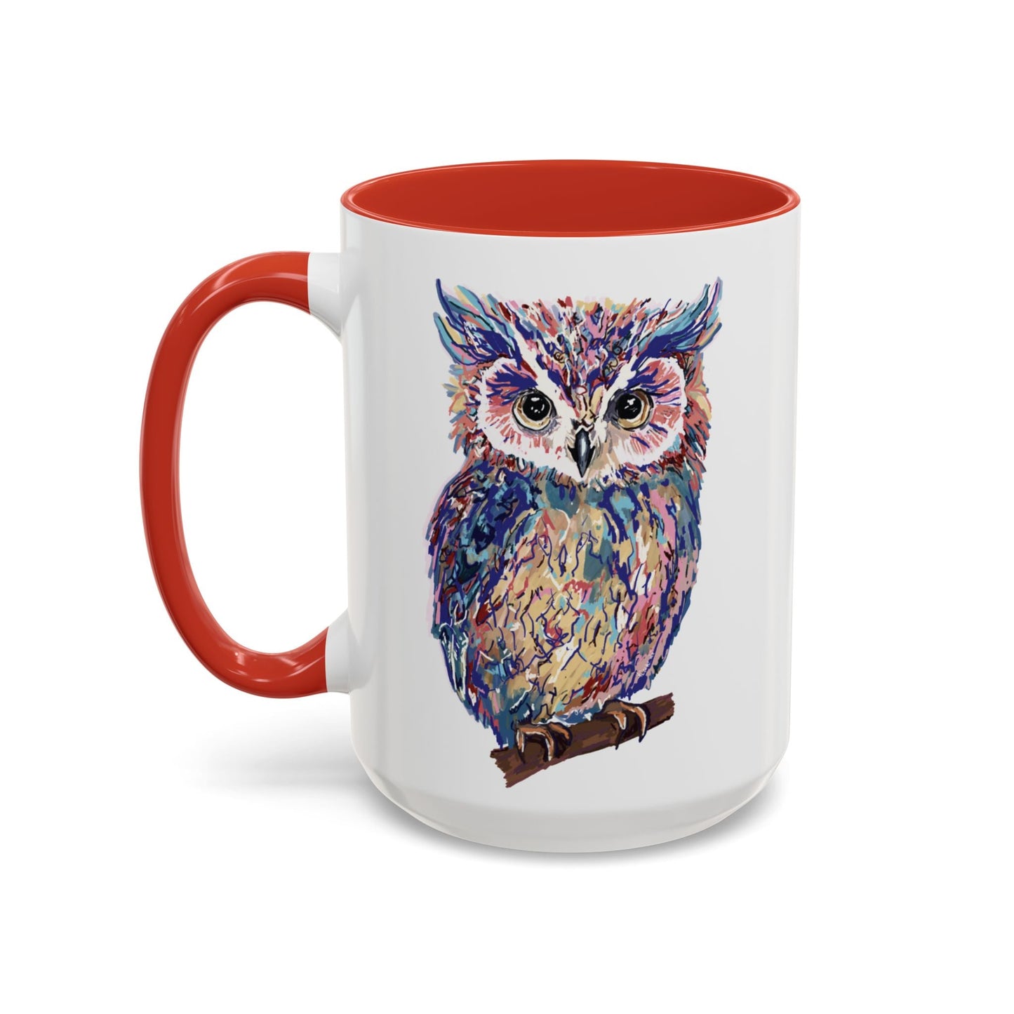 Colorful Owl Accent Coffee Mug - Unique 11oz & 15oz Gift for Nature Lovers - Blue Cava