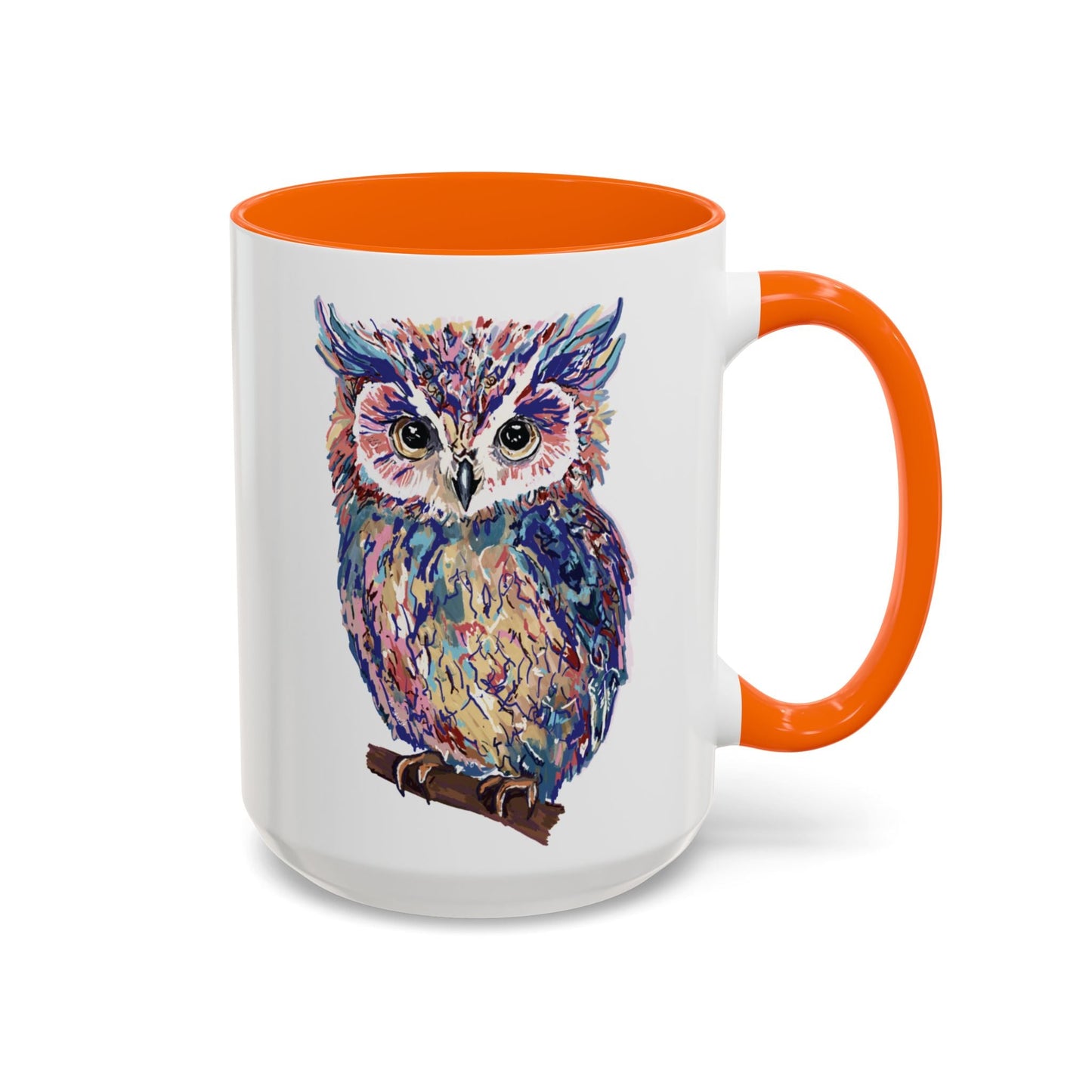 Colorful Owl Accent Coffee Mug - Unique 11oz & 15oz Gift for Nature Lovers - Blue Cava
