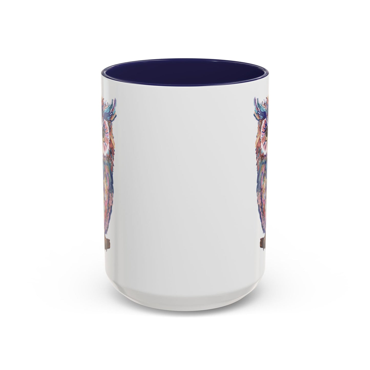 Colorful Owl Accent Coffee Mug - Unique 11oz & 15oz Gift for Nature Lovers - Blue Cava
