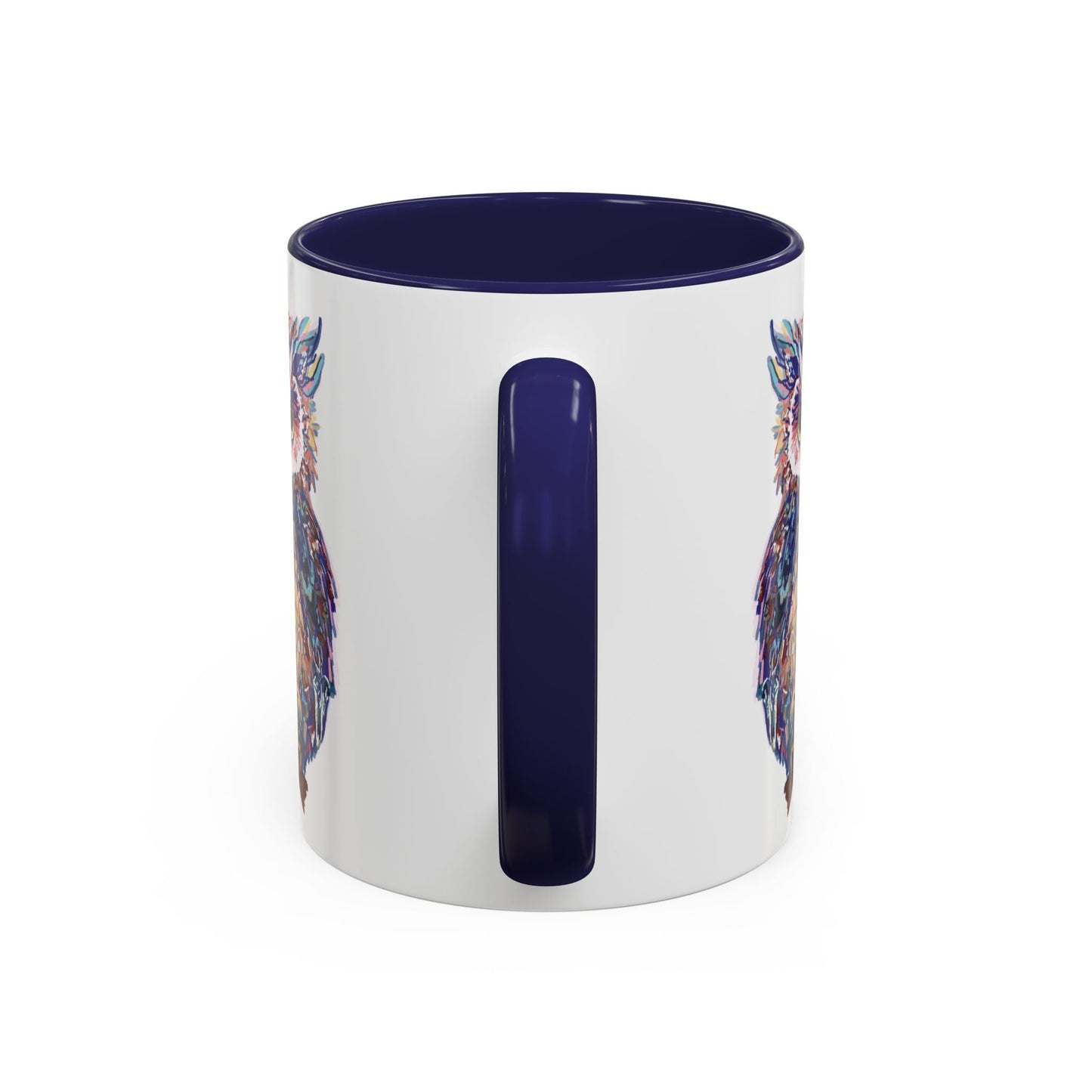 Colorful Owl Accent Coffee Mug - Unique 11oz & 15oz Gift for Nature Lovers - Blue Cava