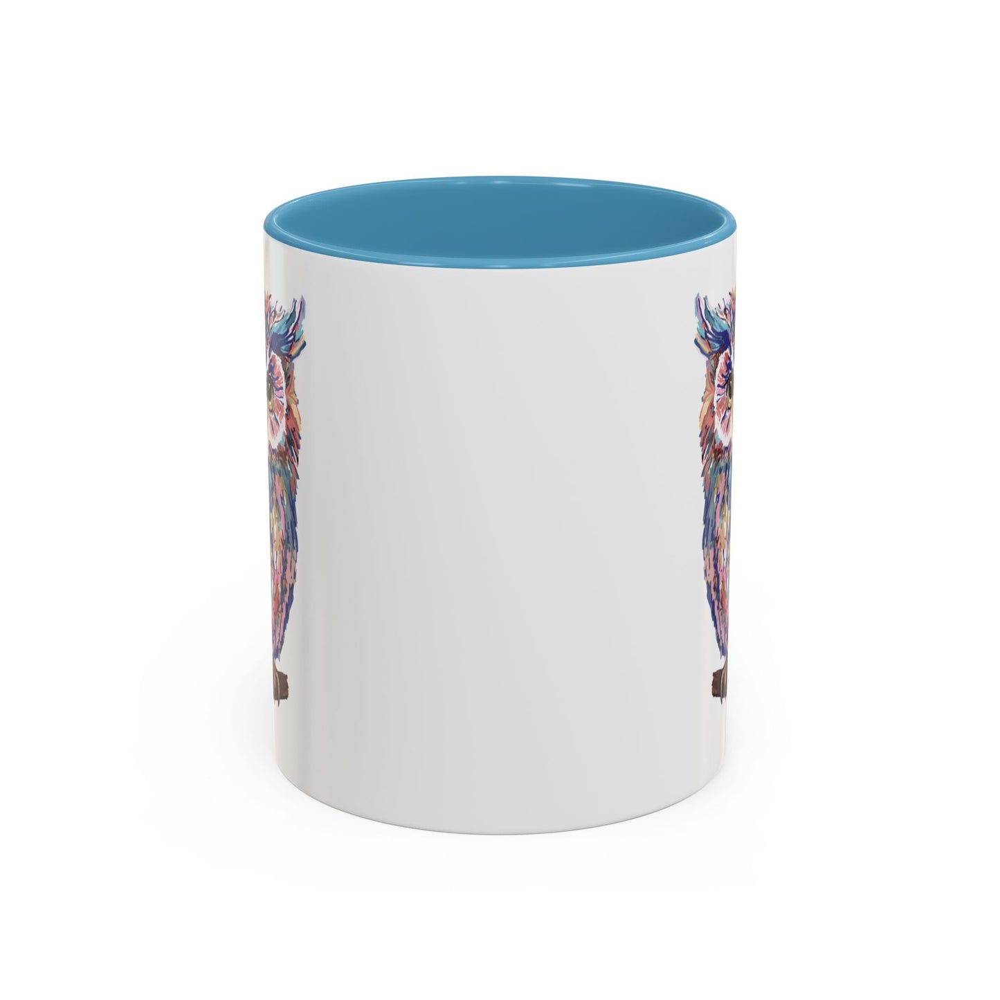 Colorful Owl Accent Coffee Mug - Unique 11oz & 15oz Gift for Nature Lovers - Blue Cava