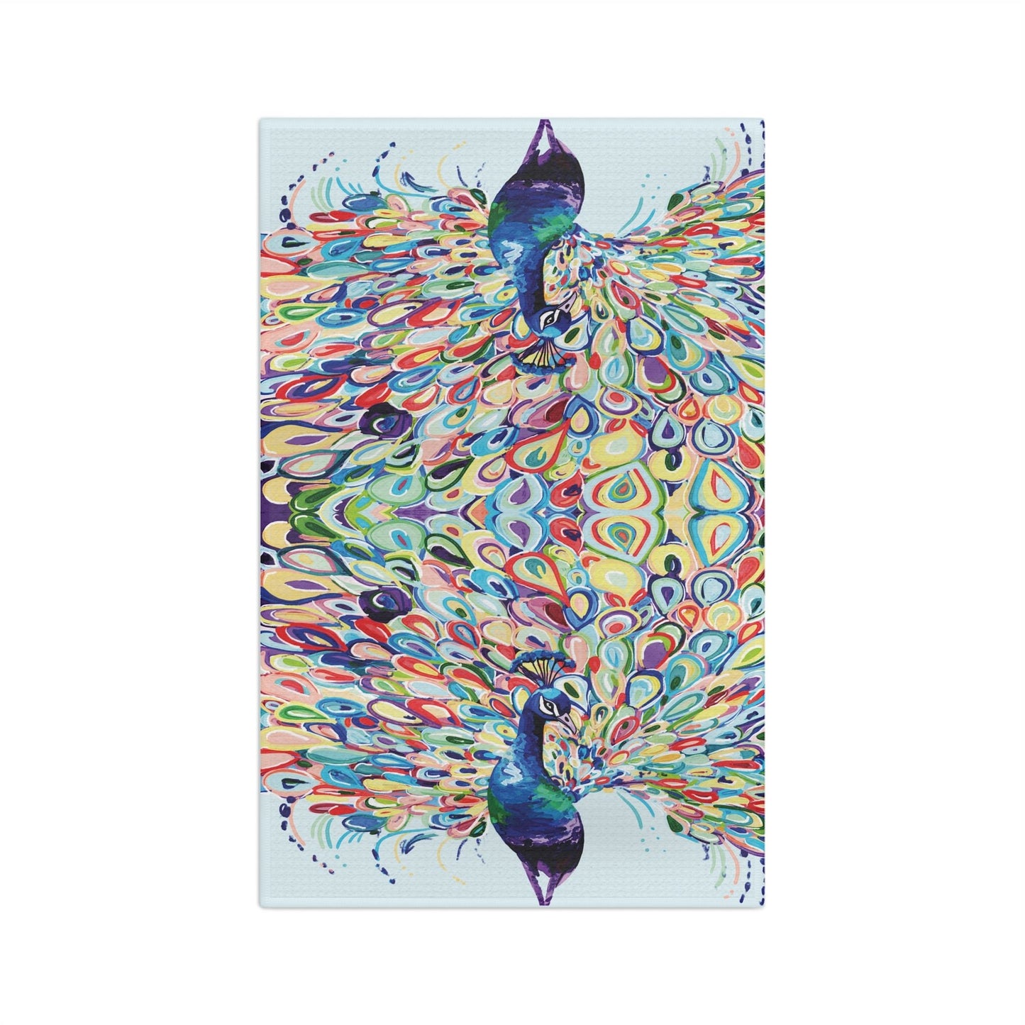 Colorful Peacock Microfiber Waffle Towel - Blue Cava