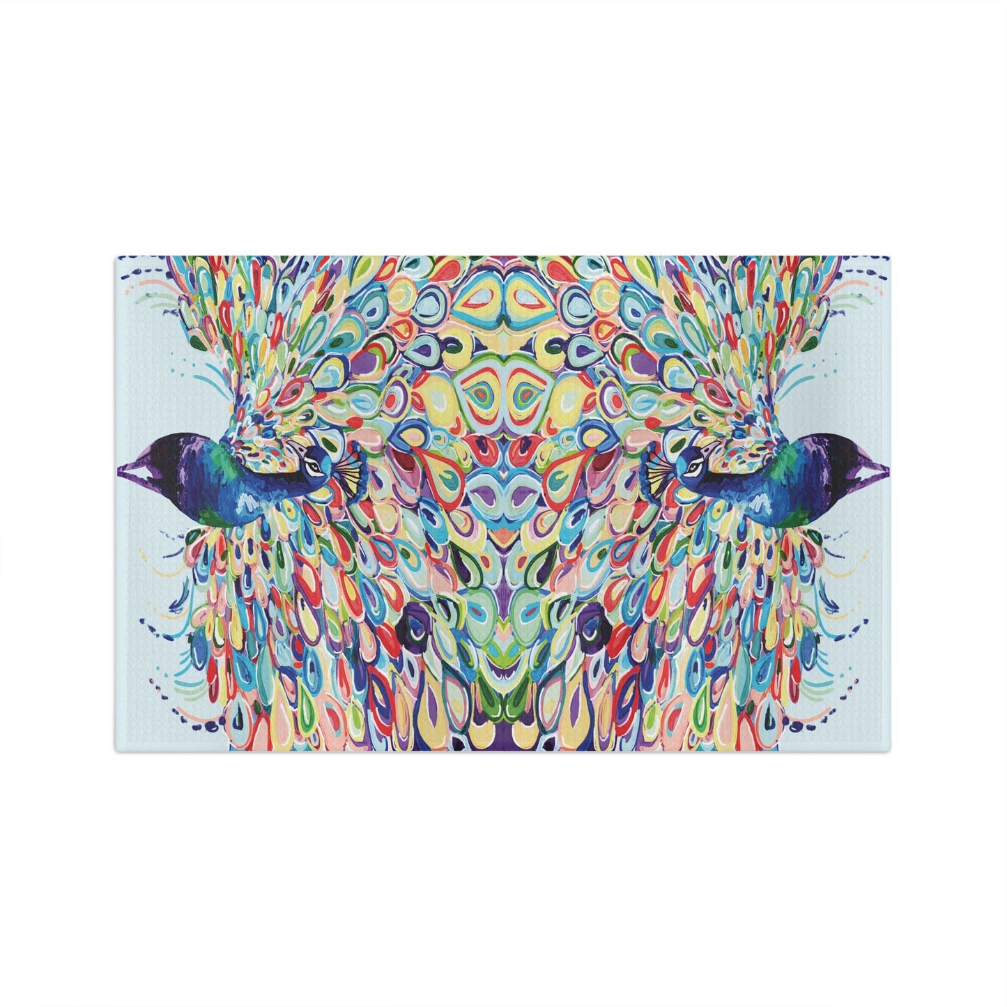 Colorful Peacock Microfiber Waffle Towel - Blue Cava
