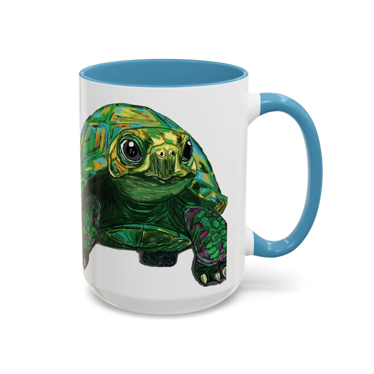 Colorful Sea Turtle Accent Coffee Mug - Unique 11oz & 15oz - Blue Cava