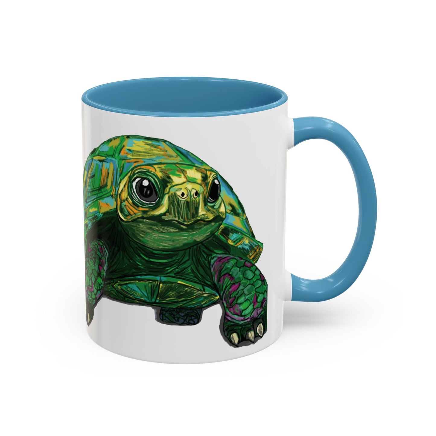 Colorful Sea Turtle Accent Coffee Mug - Unique 11oz & 15oz - Blue Cava