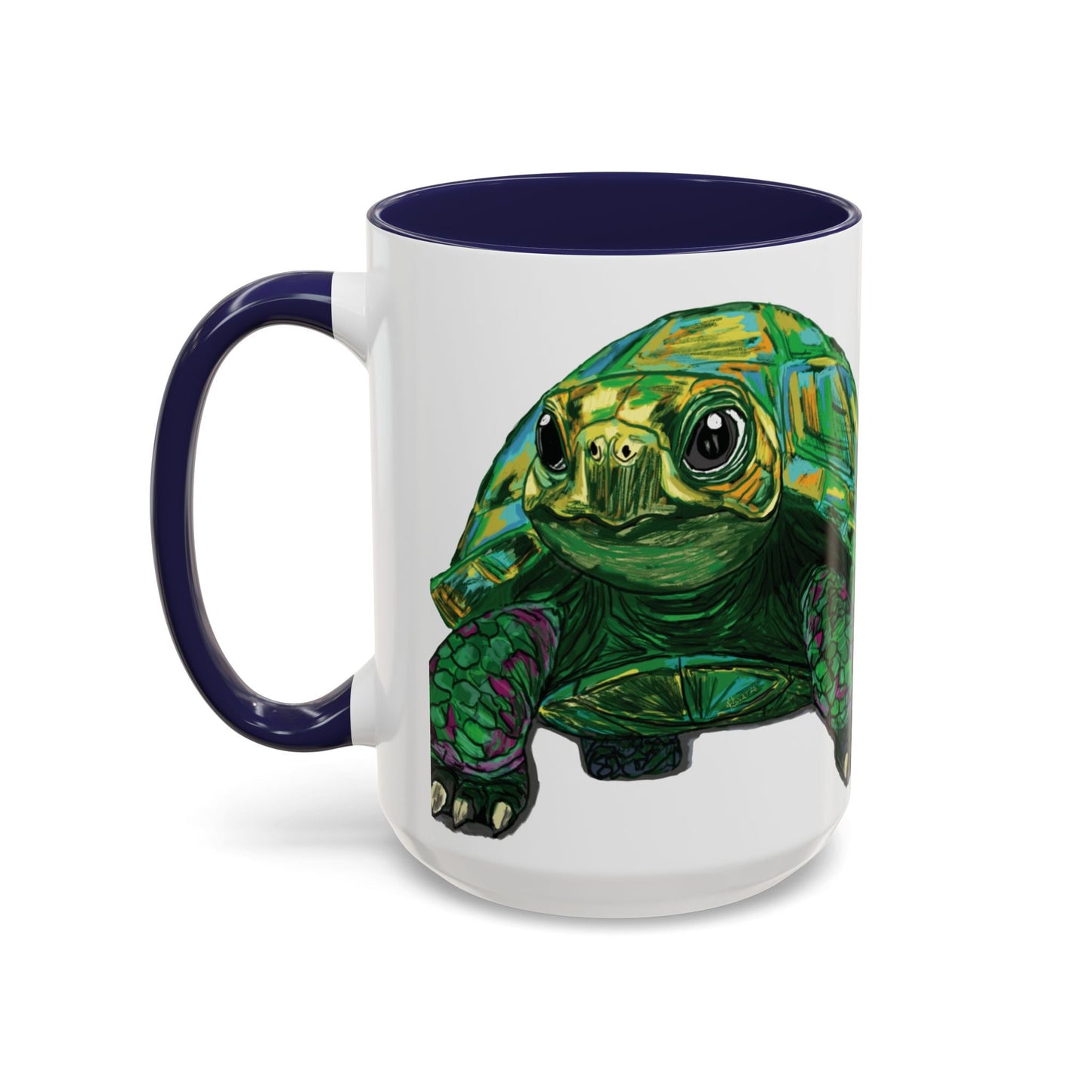 Colorful Sea Turtle Accent Coffee Mug - Unique 11oz & 15oz - Blue Cava