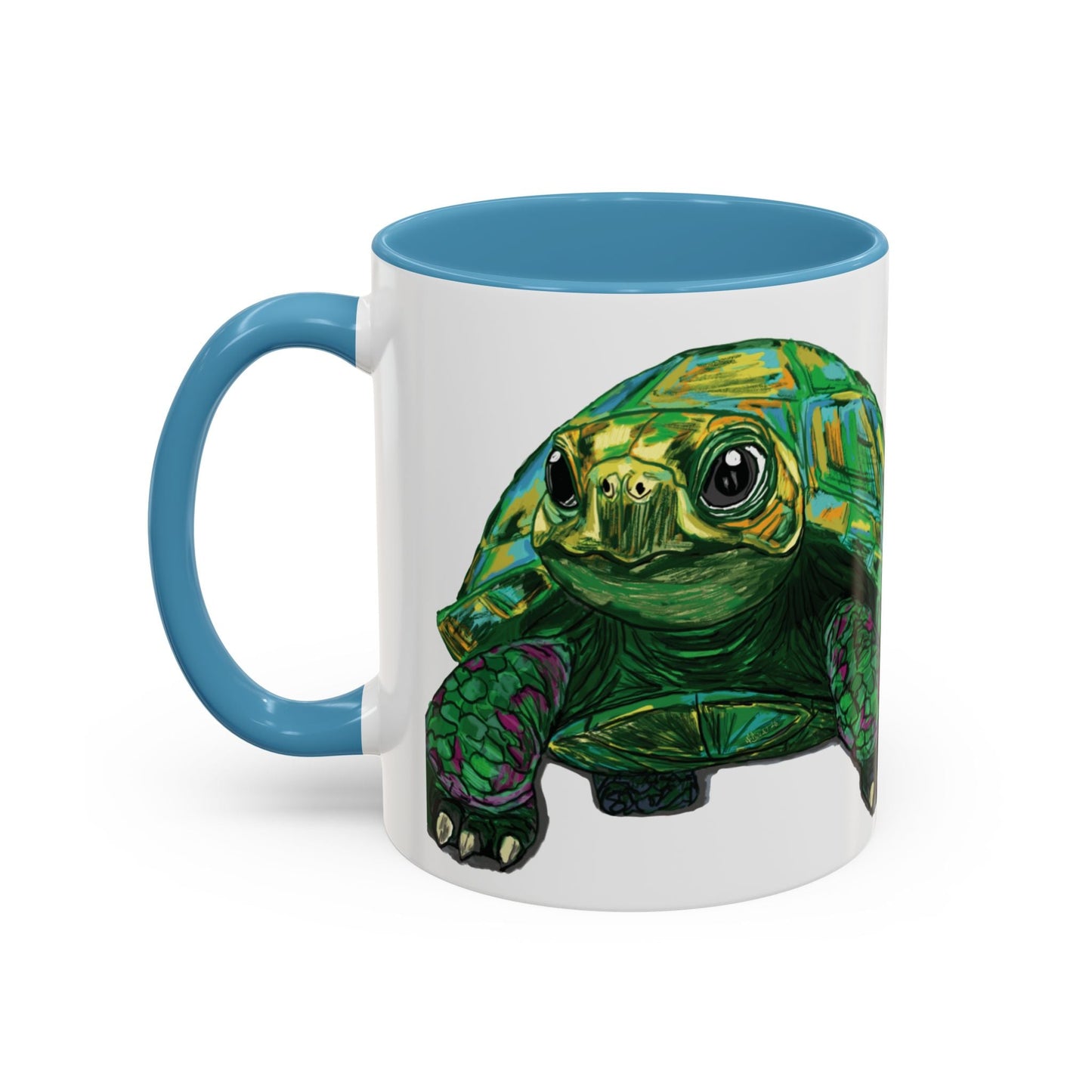 Colorful Sea Turtle Accent Coffee Mug - Unique 11oz & 15oz - Blue Cava