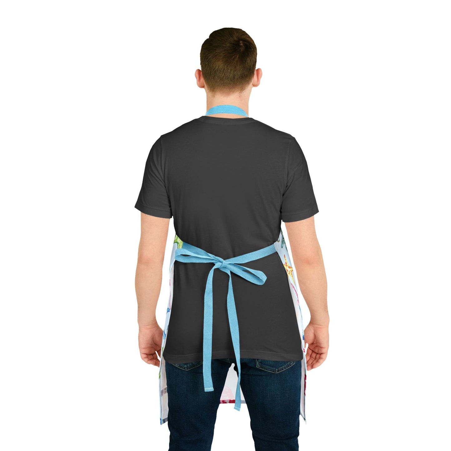 Colorful Starfish Apron with 5 - Color Straps - Perfect for Cooking and BBQs - Blue Cava