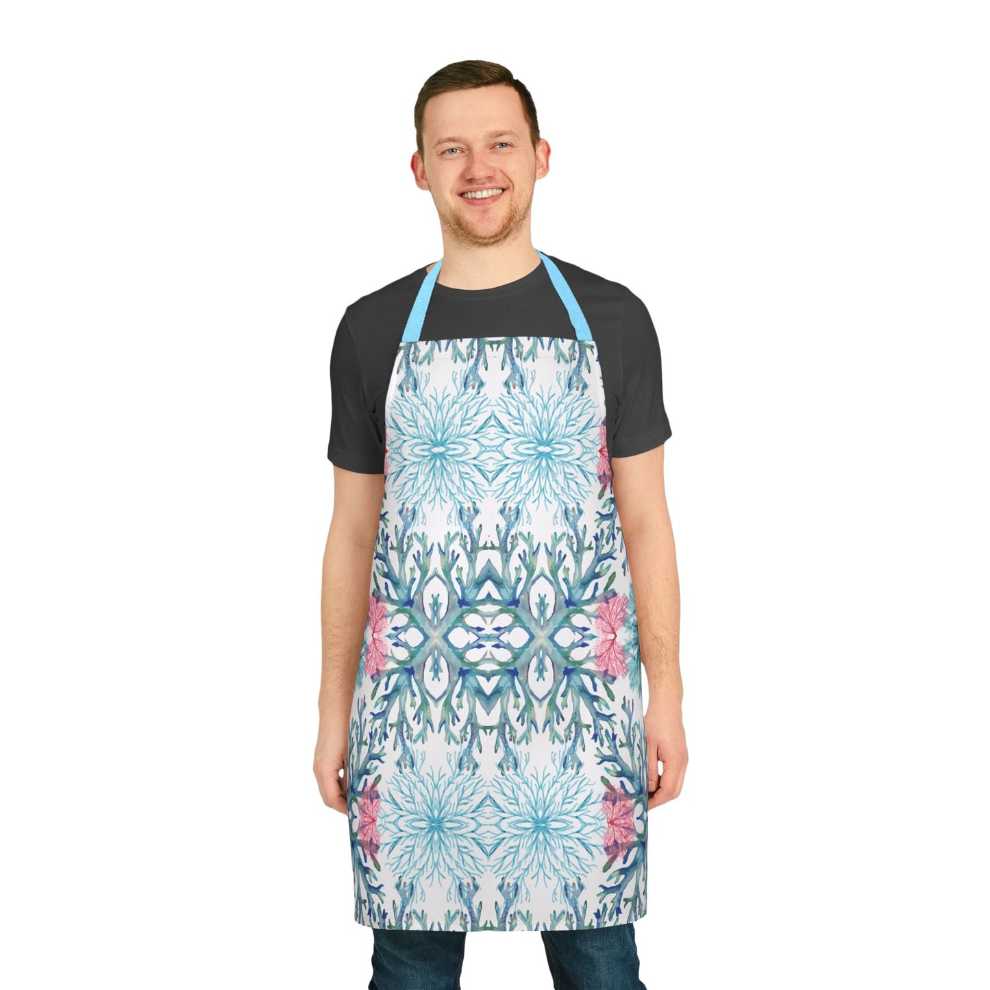 Coral Patterned Apron with 5 - Color Straps - Blue Cava