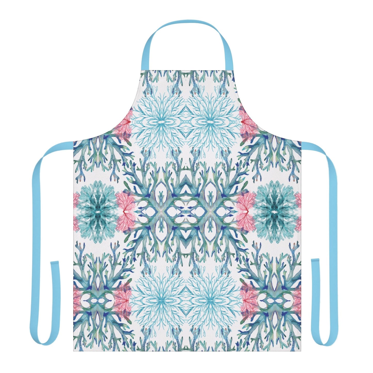 Coral Patterned Apron with 5 - Color Straps - Blue Cava