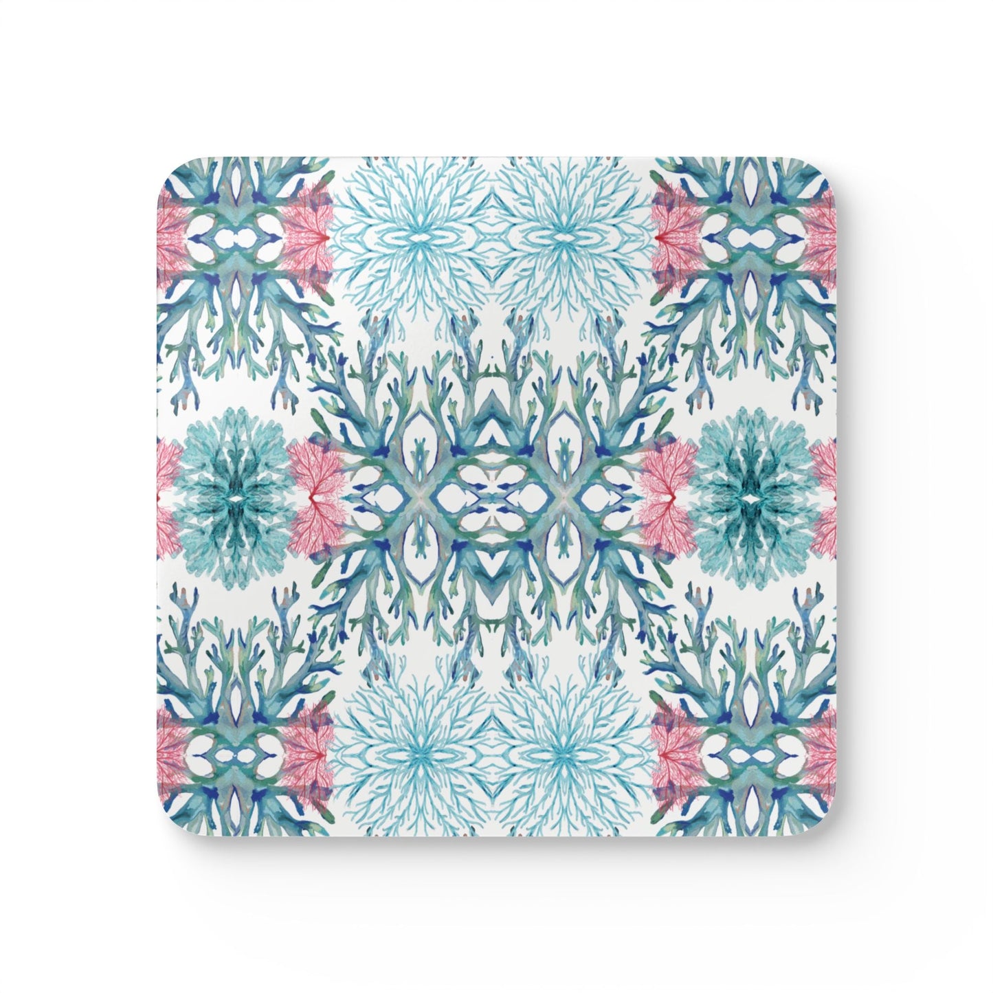 Coral Reef Cork Coaster Set - Eco - Friendly Drink Coasters for Beach Lovers - Blue Cava