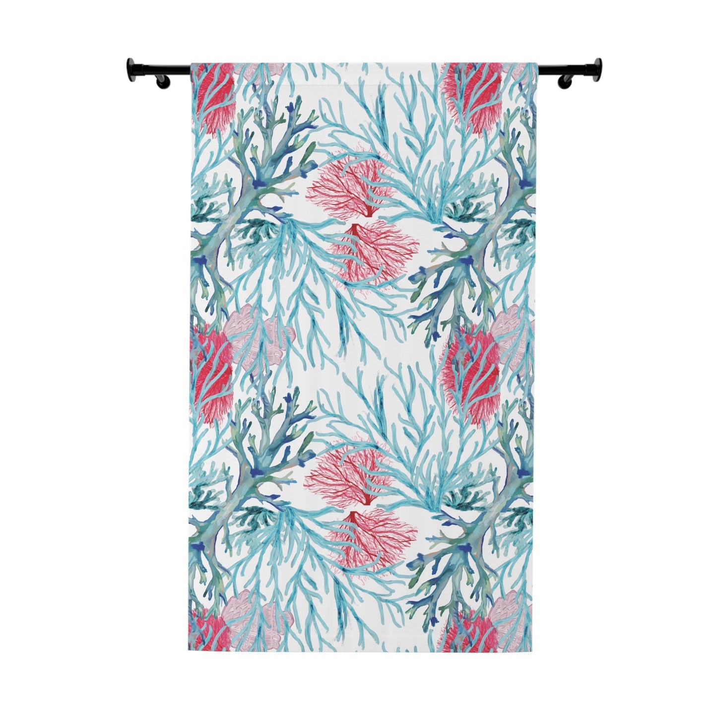 Coral Reef Window Curtain – One Piece Tropical Home Decor - Blue Cava