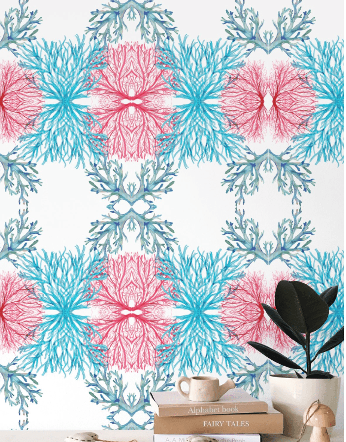 Coral Seaweed Wallpaper - Blue Cava