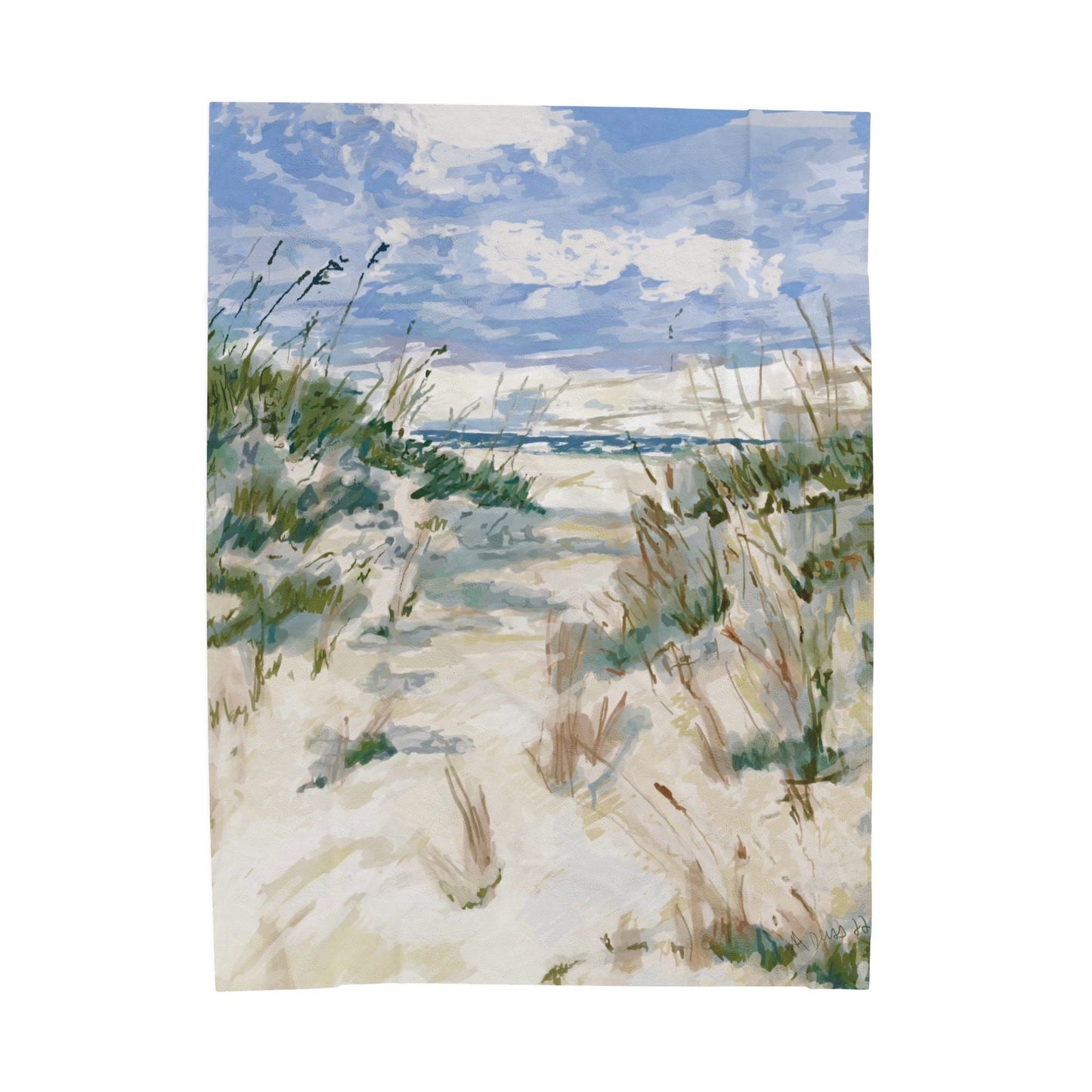 Cozy Beach Scene Velveteen Plush Blanket - Perfect for Relaxation & Gifts - Blue Cava