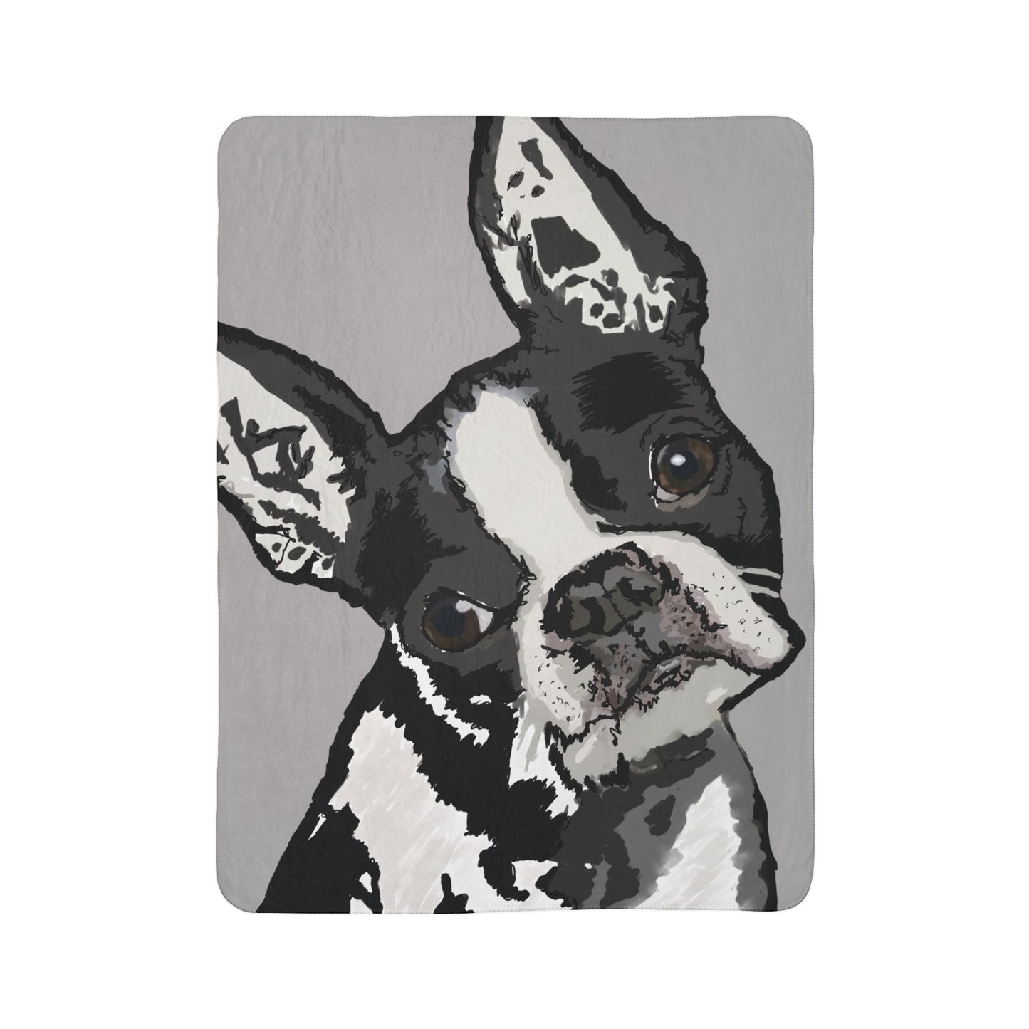 Cozy Boston Terrier Dog Lover Fleece Sherpa Blanket - Blue Cava