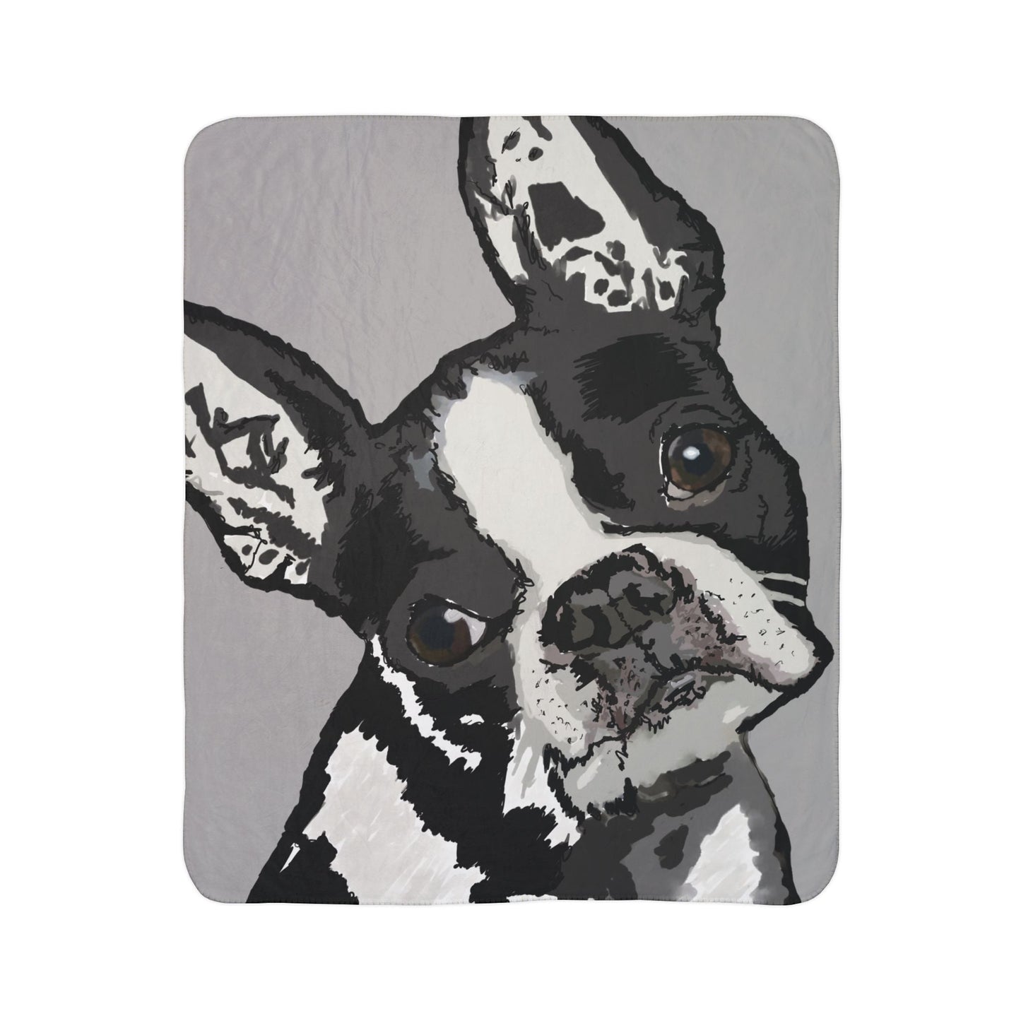 Cozy Boston Terrier Dog Lover Fleece Sherpa Blanket - Blue Cava