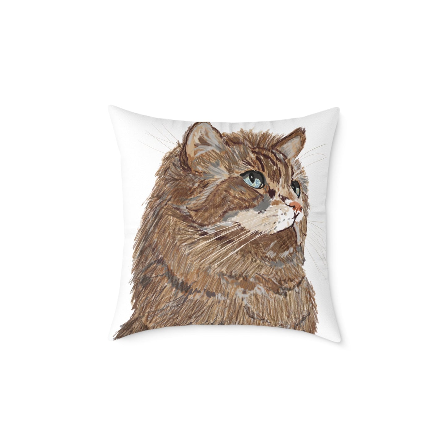 Cozy Cat Canvas Pillow - Stylish Square Accent for Cat Lovers - Blue Cava