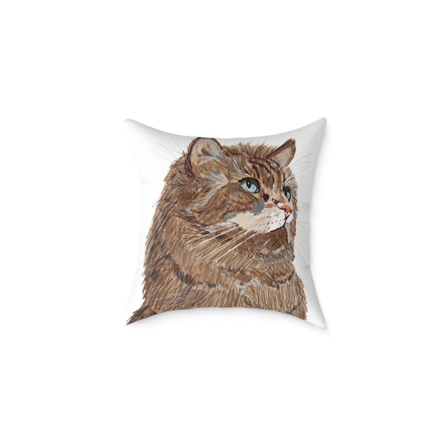 Cozy Cat Canvas Pillow - Stylish Square Accent for Cat Lovers - Blue Cava