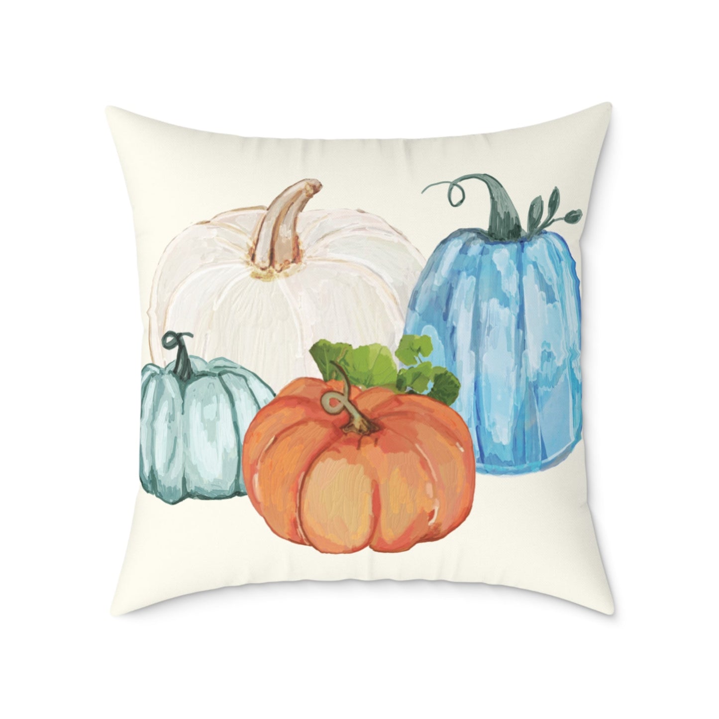 Cozy Fall Pumpkin Pillow, Autumn Decor Cushion, Harvest Home Accent, Farmhouse Style Pillow - Blue Cava