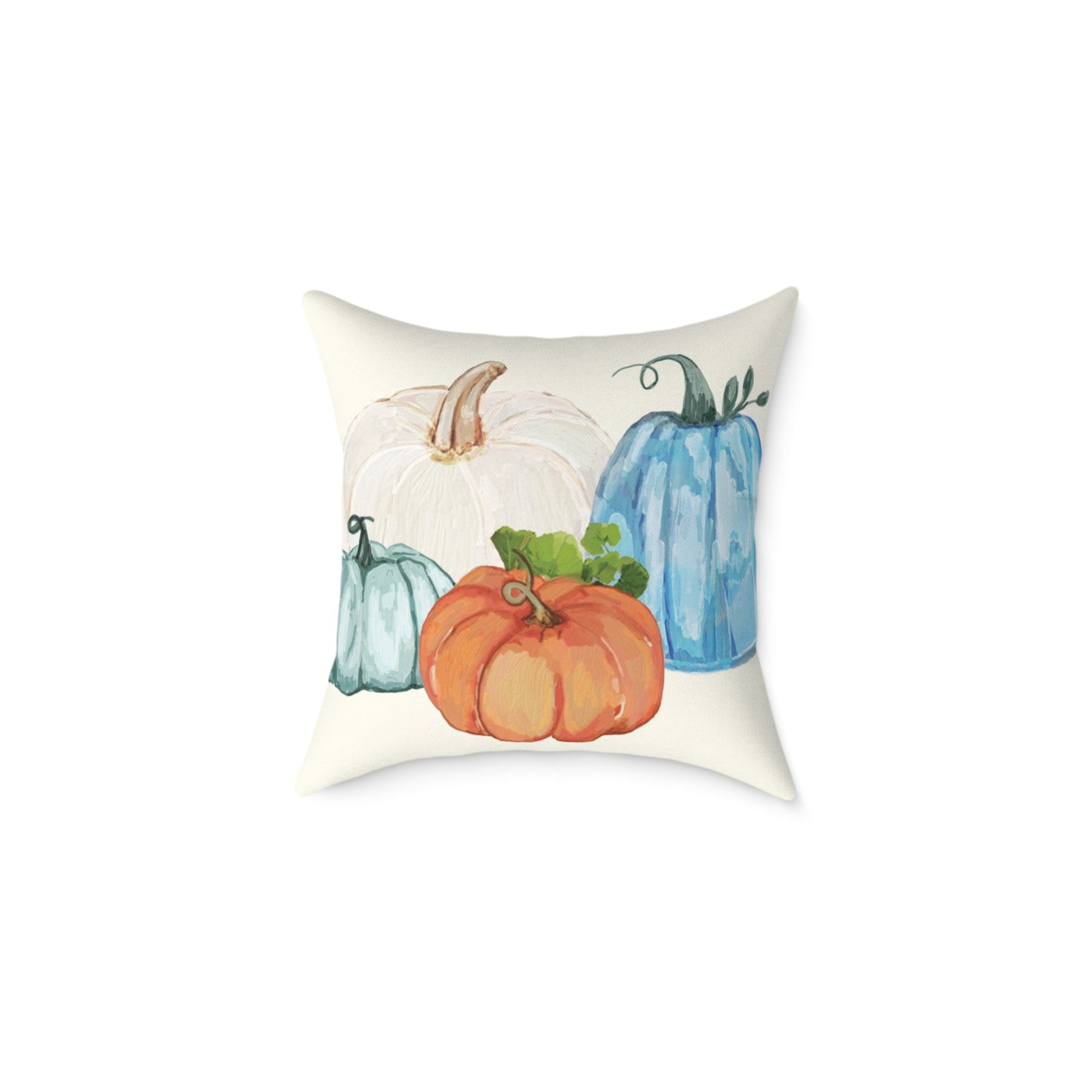 Cozy Fall Pumpkin Pillow, Autumn Decor Cushion, Harvest Home Accent, Farmhouse Style Pillow - Blue Cava