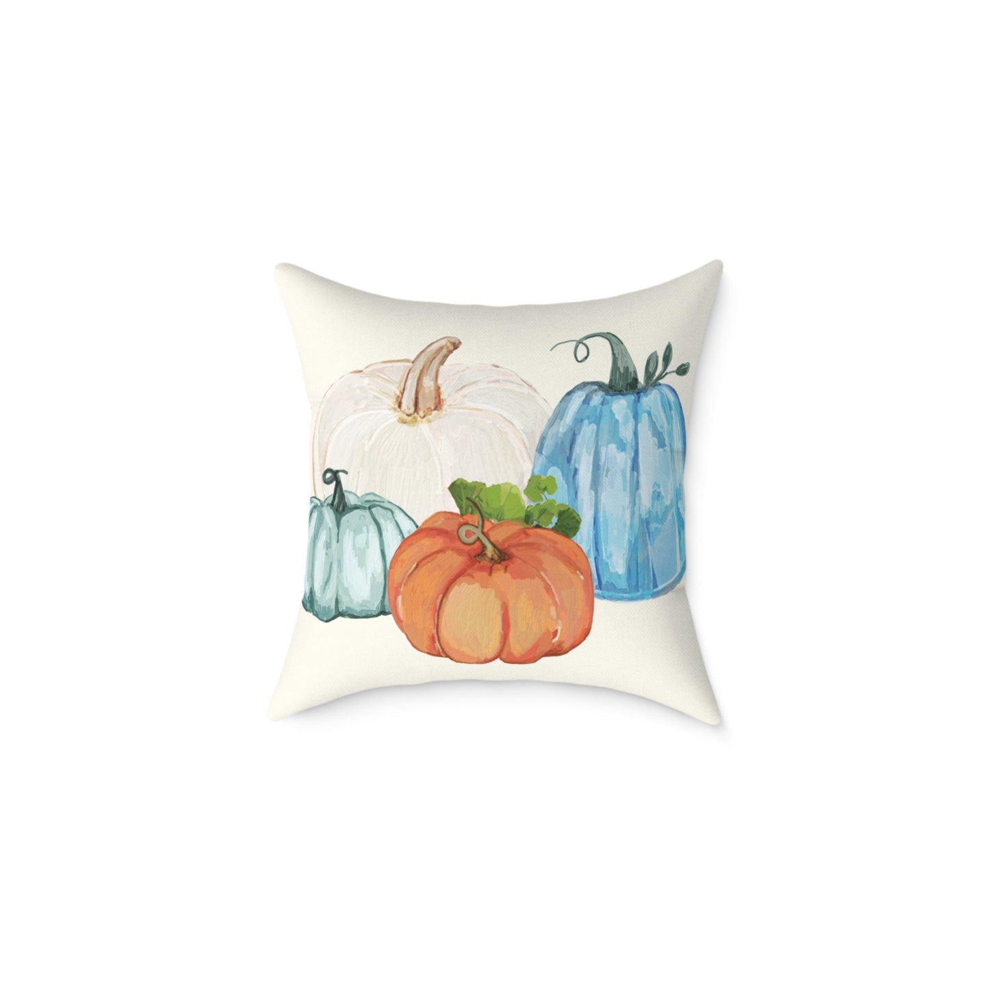 Cozy Fall Pumpkin Pillow, Autumn Decor Cushion, Harvest Home Accent, Farmhouse Style Pillow - Blue Cava